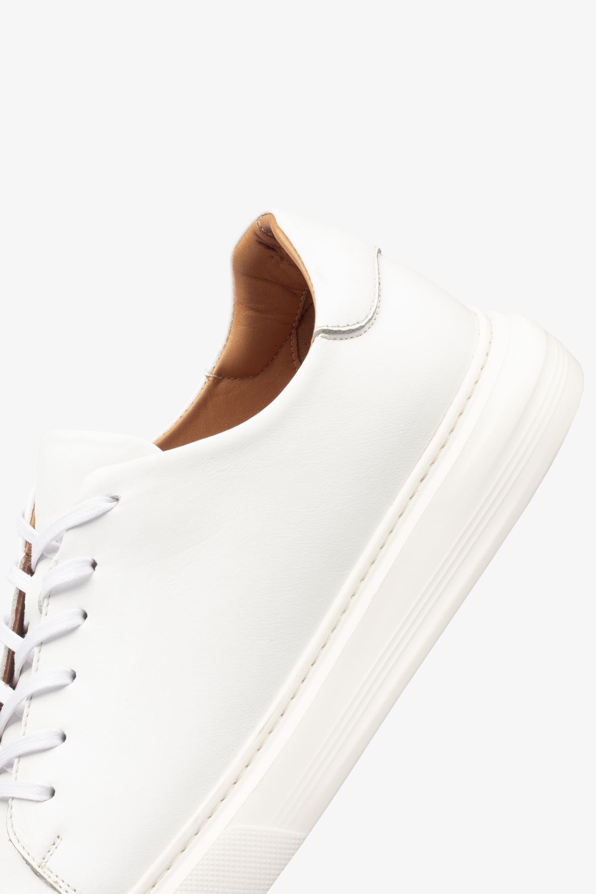 Erkek Sneaker Ayakkabı Hakiki Deri - 2201 Beyaz/Beyaz 3154