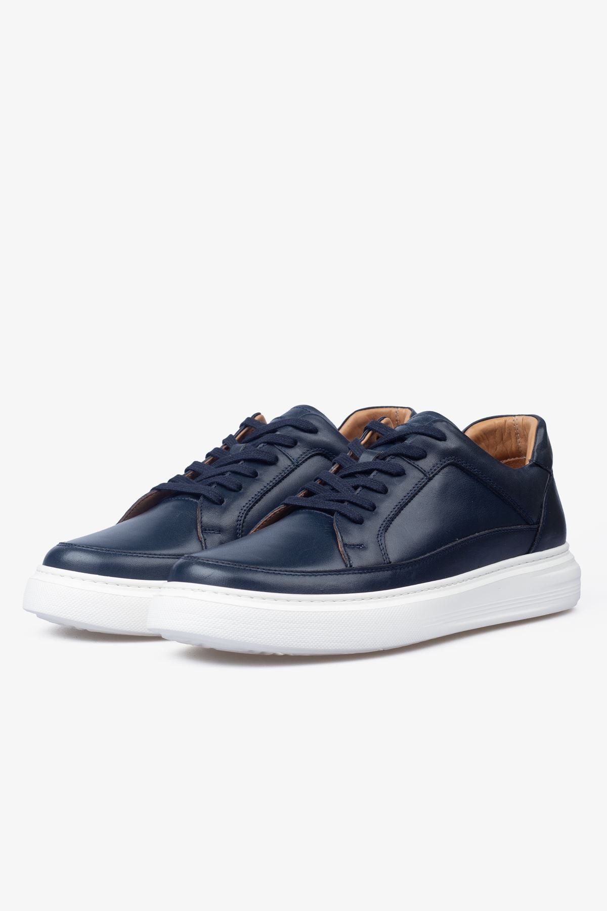 Erkek Sneaker Ayakkabı Hakiki Deri - 2401 Lacivert/Beyaz 3154