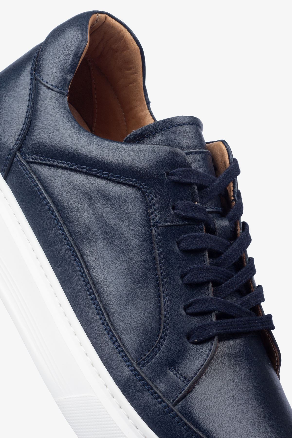 Erkek Sneaker Ayakkabı Hakiki Deri - 2401 Lacivert/Beyaz 3154