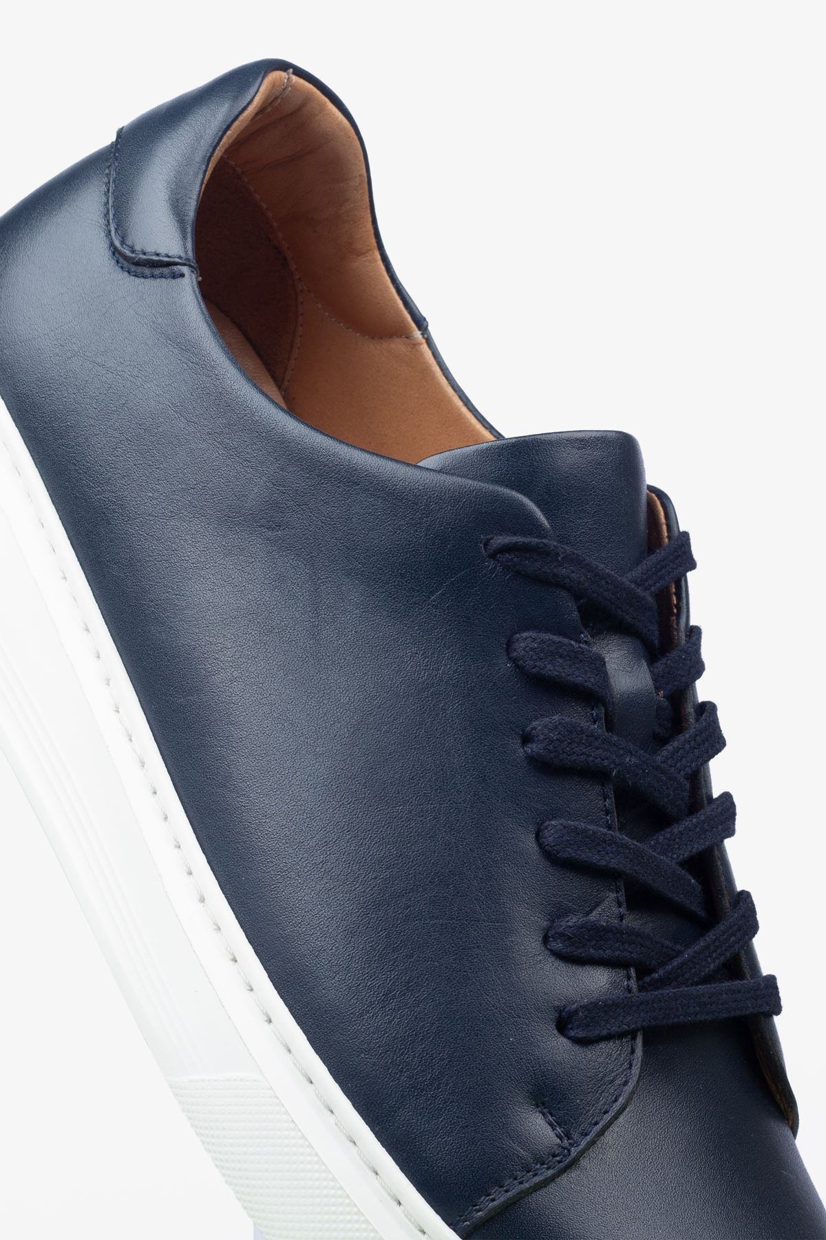 Erkek Sneaker Ayakkabı Hakiki Deri - 2201 Lacivert/Beyaz 3154