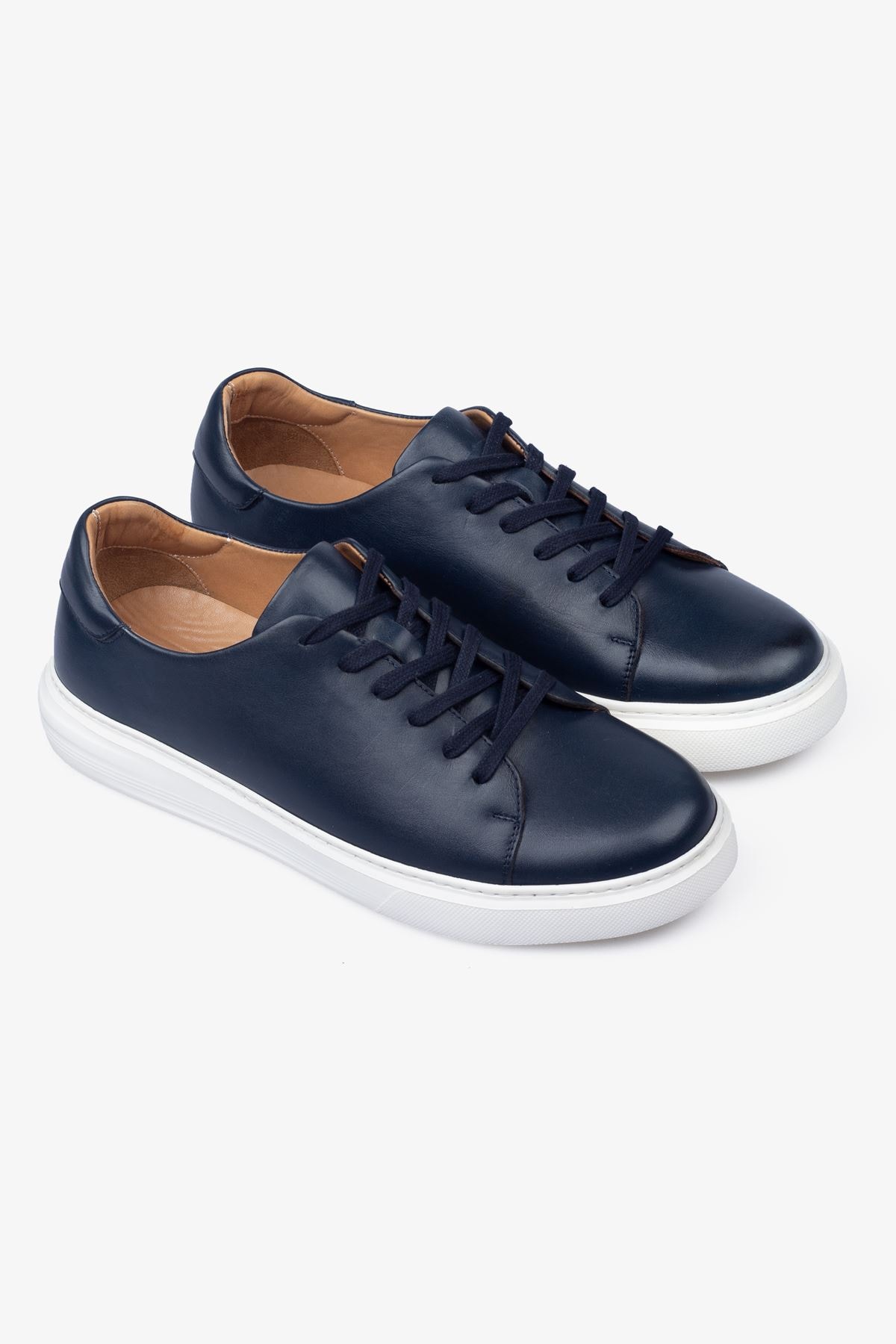 Erkek Sneaker Ayakkabı Hakiki Deri - 2201 Lacivert/Beyaz 3154