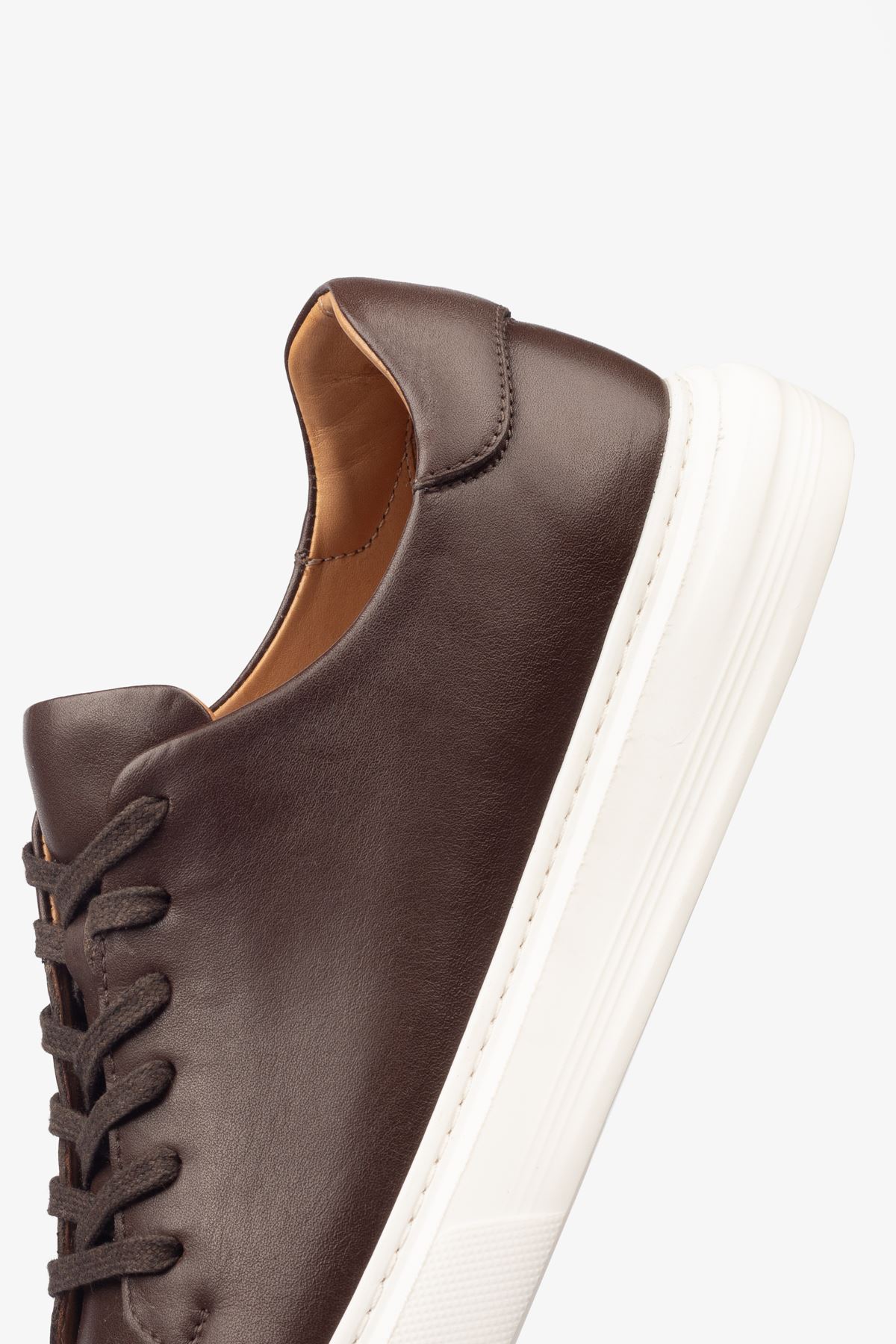 Erkek Sneaker Ayakkabı Hakiki Deri - 2201 Kahve/Beyaz 3154