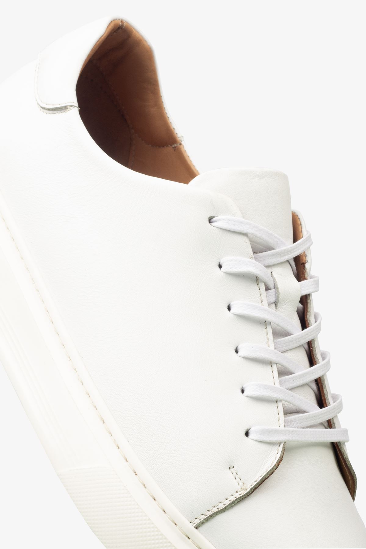 Erkek Sneaker Ayakkabı Hakiki Deri - 2201 Beyaz/Beyaz 3154