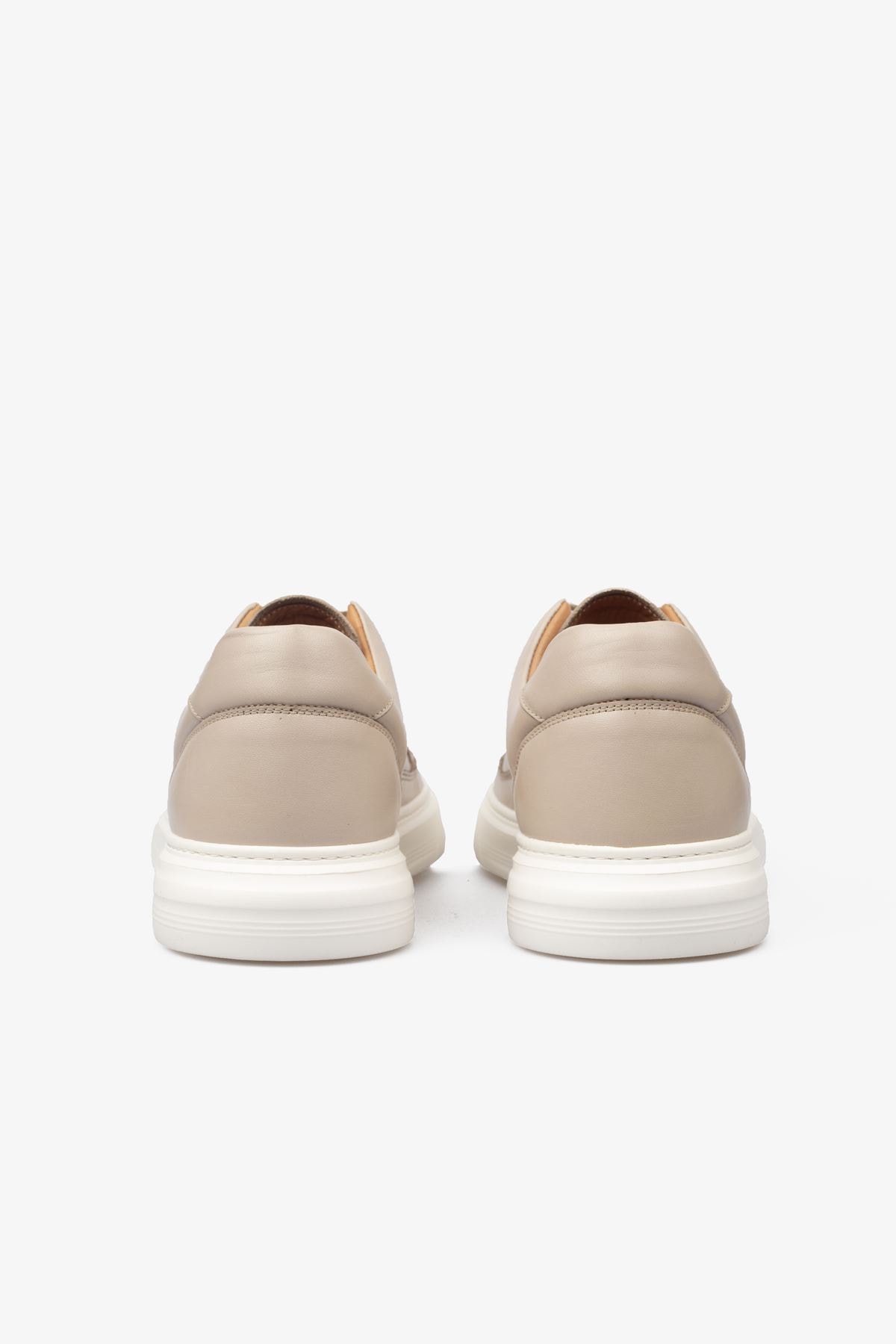 Erkek Sneaker Ayakkabı Hakiki Deri - 2401 Bej/Beyaz 3154