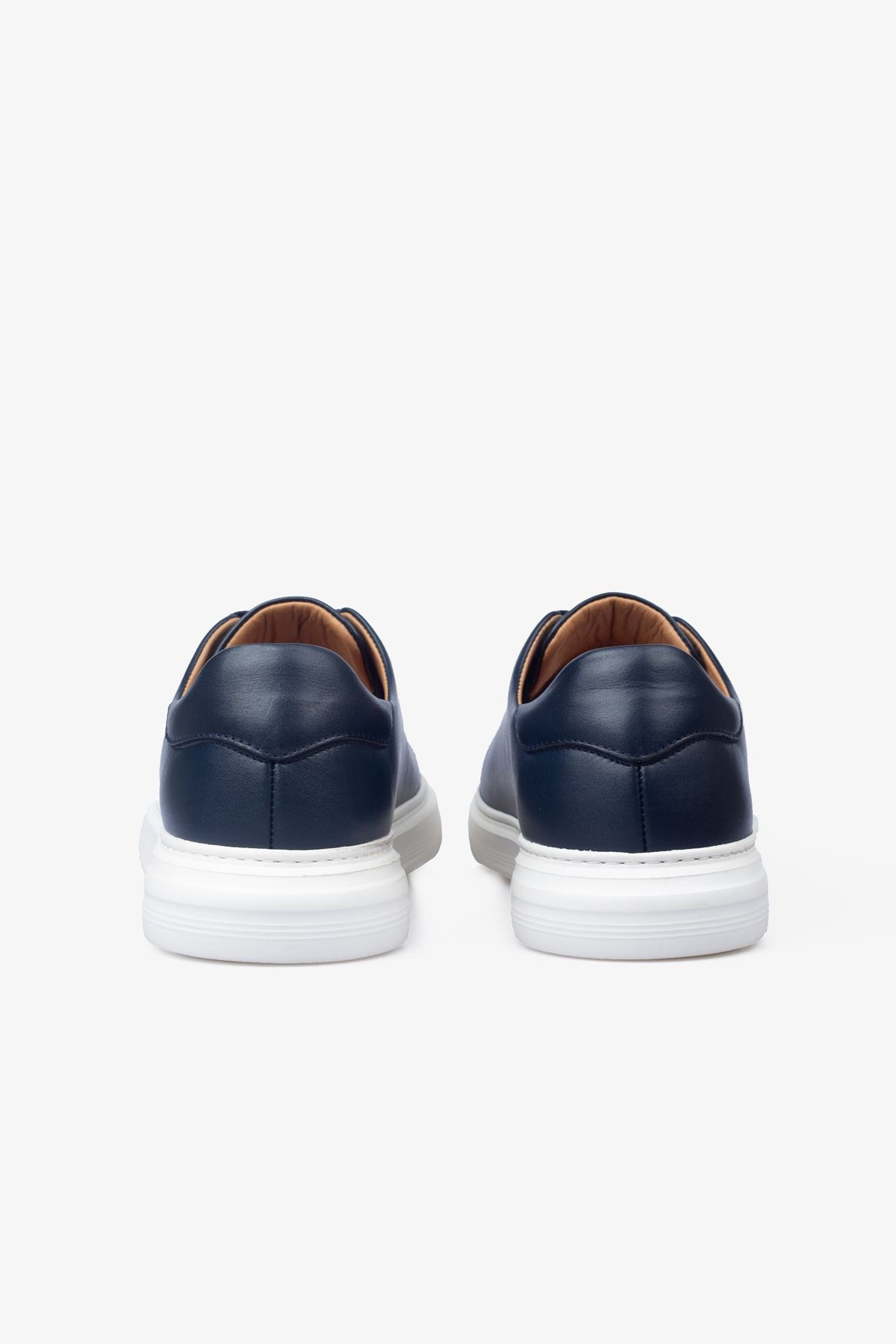 Erkek Sneaker Ayakkabı Hakiki Deri - 2401 Lacivert/Beyaz 3154