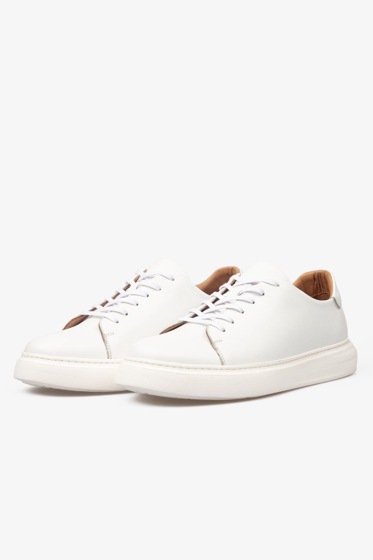 Erkek Sneaker Ayakkabı Hakiki Deri - 2201 Beyaz/Beyaz 3154