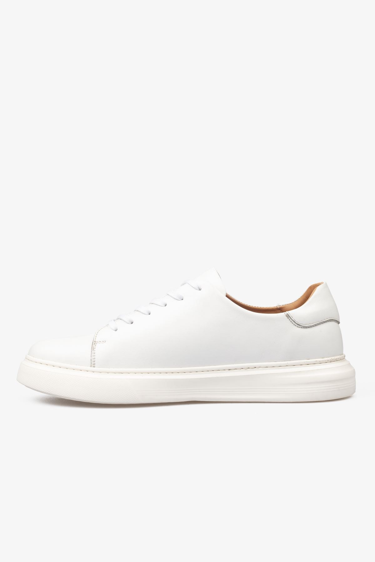 Erkek Sneaker Ayakkabı Hakiki Deri - 2201 Beyaz/Beyaz 3154