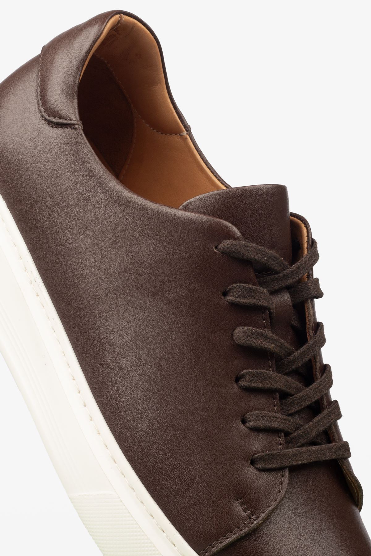 Erkek Sneaker Ayakkabı Hakiki Deri - 2201 Kahve/Beyaz 3154