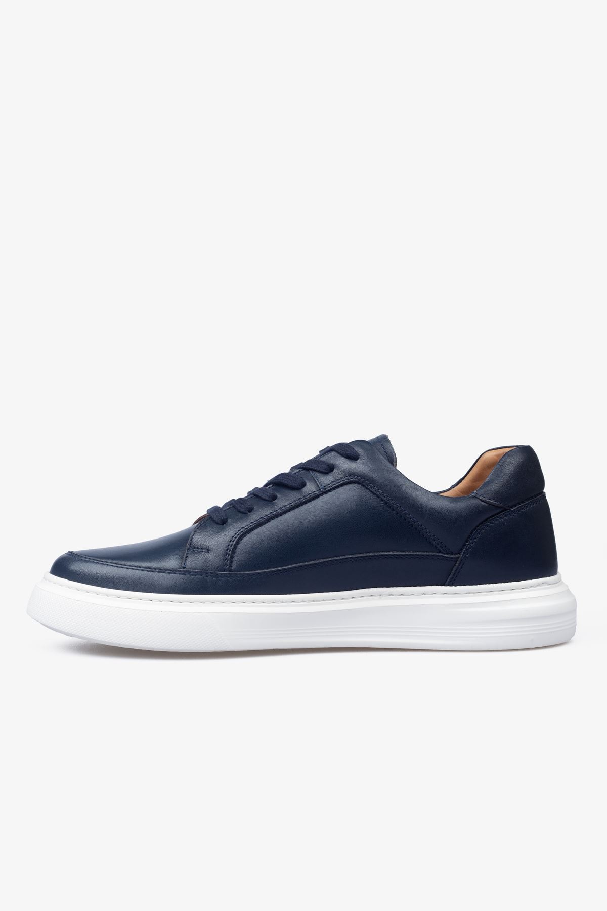 Erkek Sneaker Ayakkabı Hakiki Deri - 2401 Lacivert/Beyaz 3154