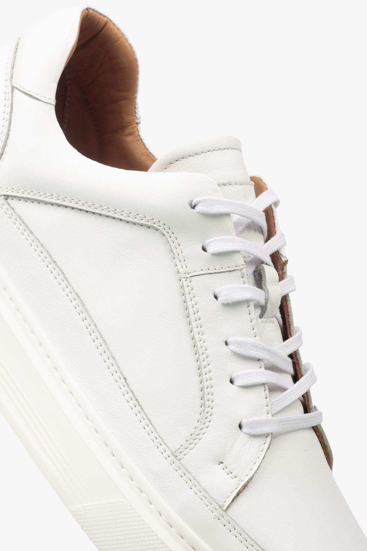 Erkek Sneaker Ayakkabı Hakiki Deri - 2401 Beyaz/Beyaz 3154