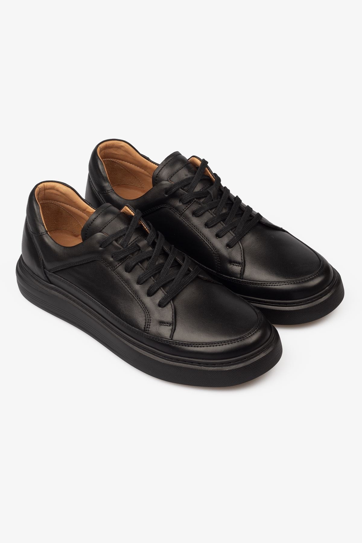 Erkek Sneaker Ayakkabı Hakiki Deri - 2401 Siyah/Siyah 3154