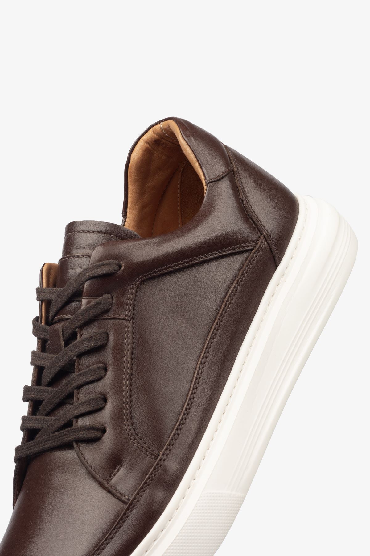Erkek Sneaker Ayakkabı Hakiki Deri - 2401 Kahve/Beyaz 3154