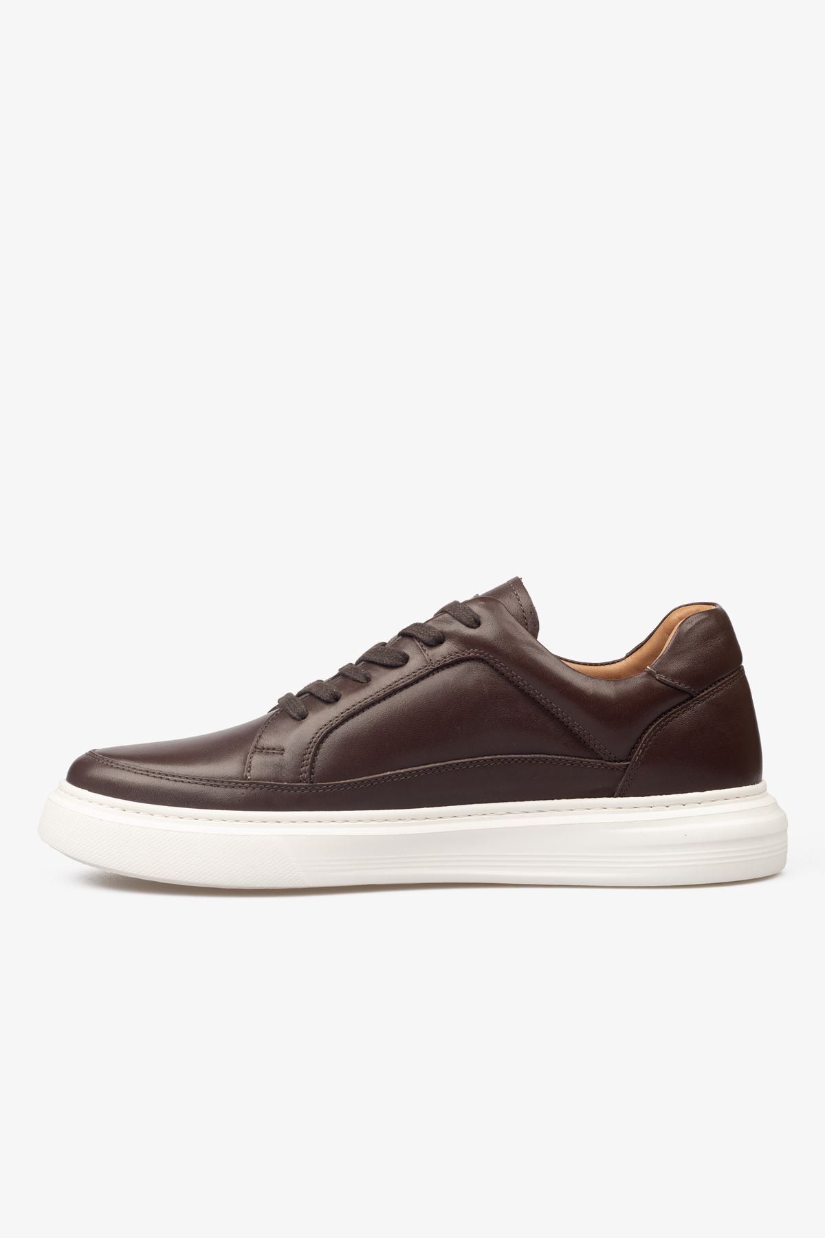 Erkek Sneaker Ayakkabı Hakiki Deri - 2401 Kahve/Beyaz 3154