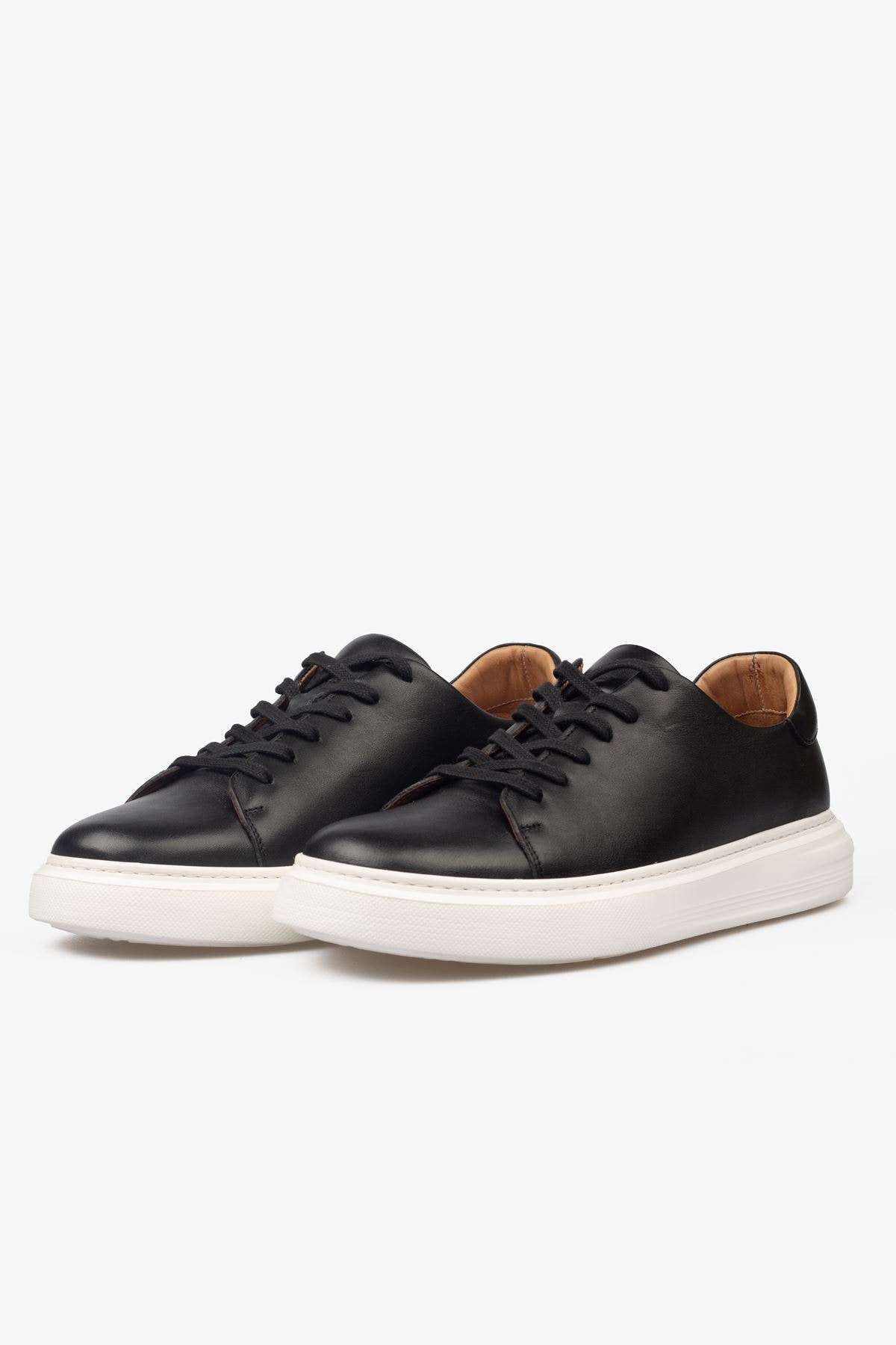 Erkek Sneaker Ayakkabı Hakiki Deri - 2201 Siyah/Beyaz 3154
