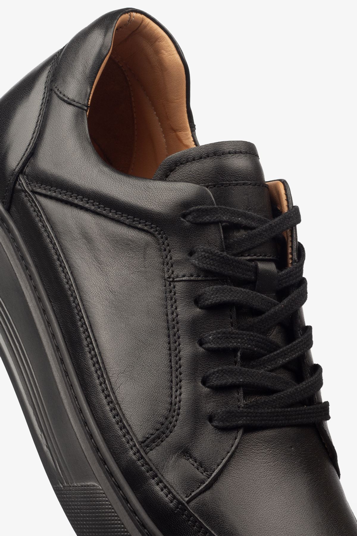 Erkek Sneaker Ayakkabı Hakiki Deri - 2401 Siyah/Siyah 3154