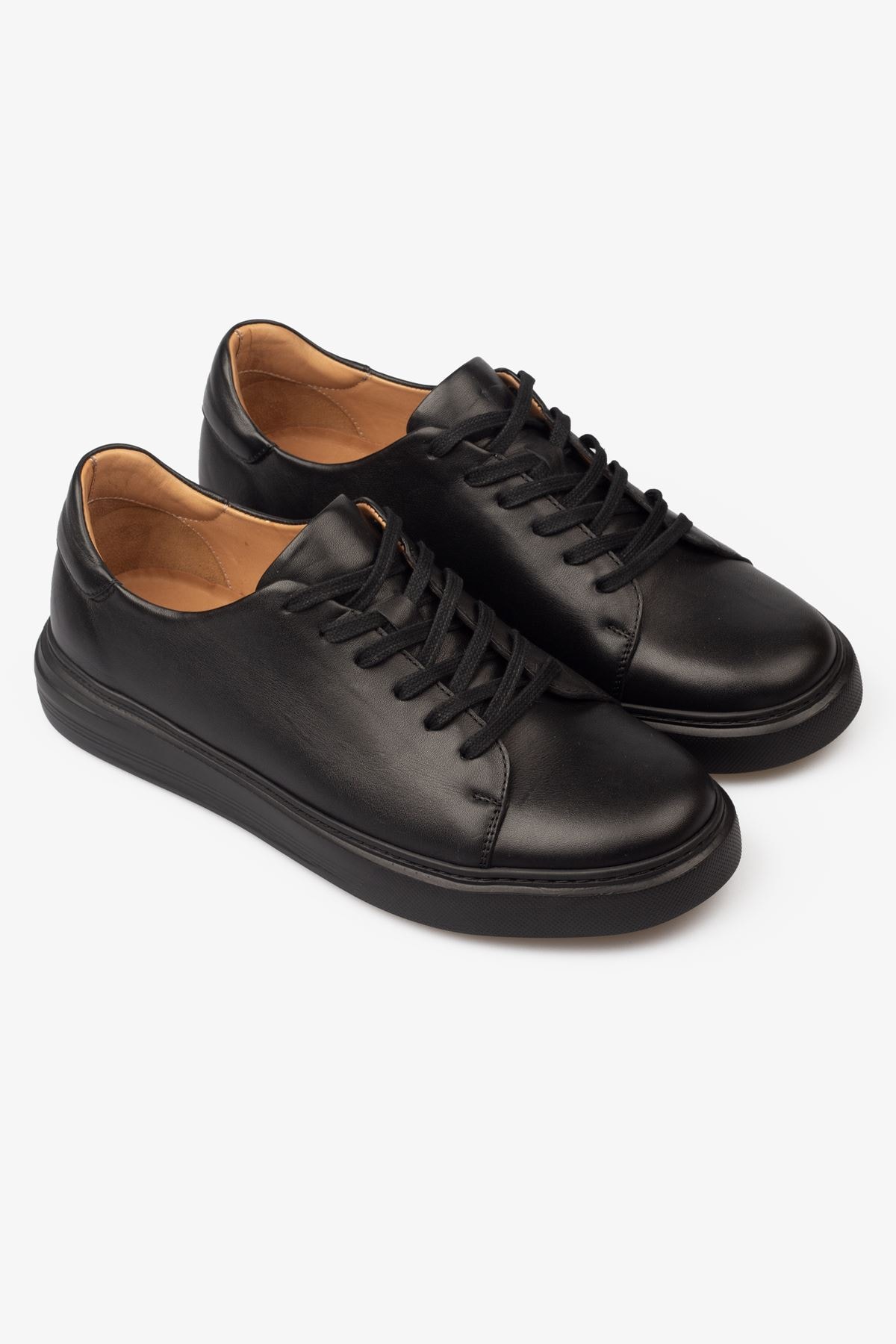Erkek Sneaker Ayakkabı Hakiki Deri - 2201 Siyah/Siyah 3154