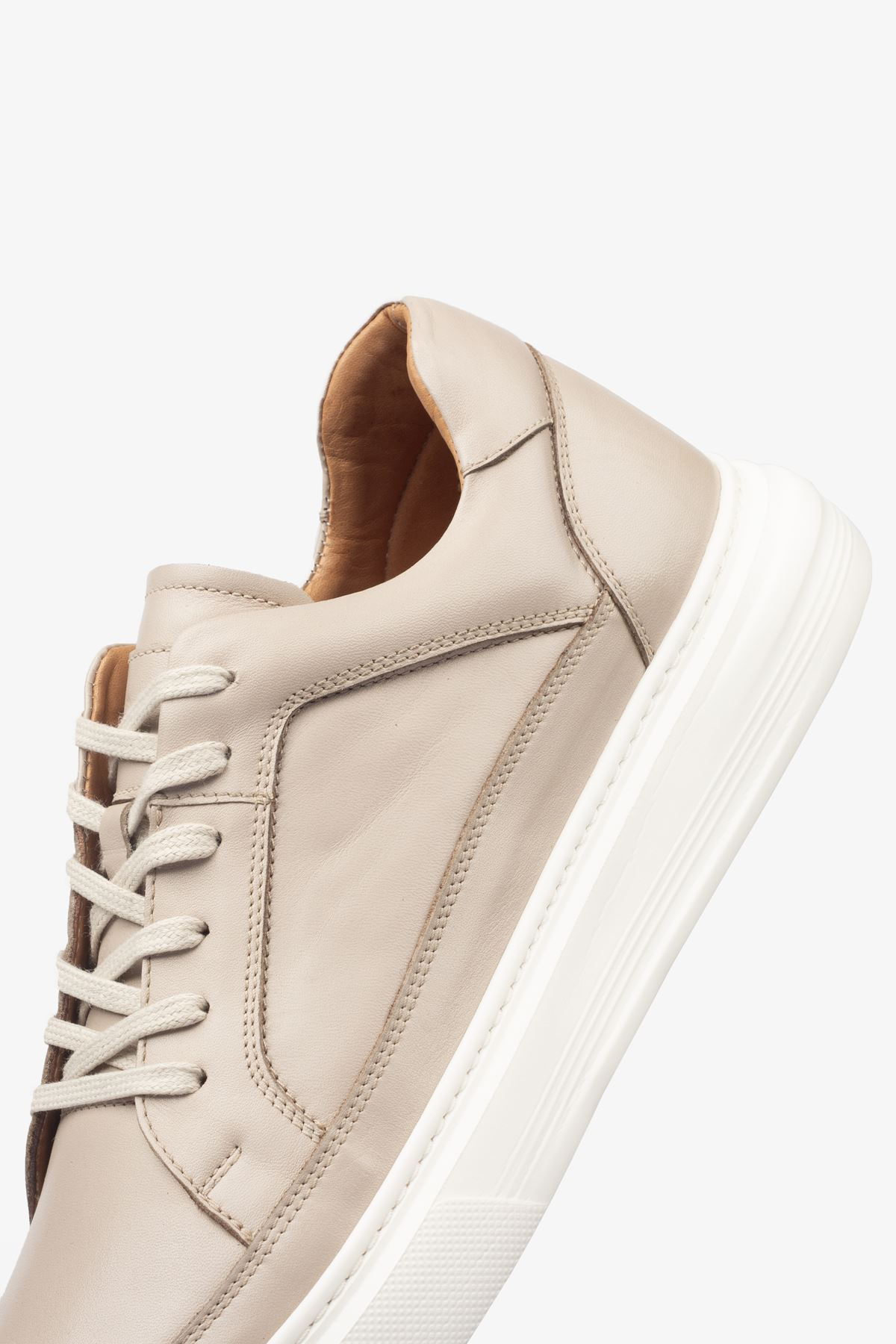 Erkek Sneaker Ayakkabı Hakiki Deri - 2401 Bej/Beyaz 3154