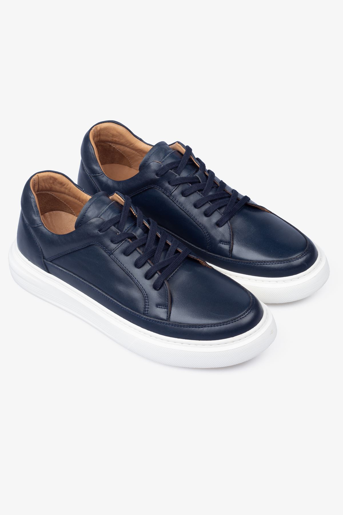 Erkek Sneaker Ayakkabı Hakiki Deri - 2401 Lacivert/Beyaz 3154