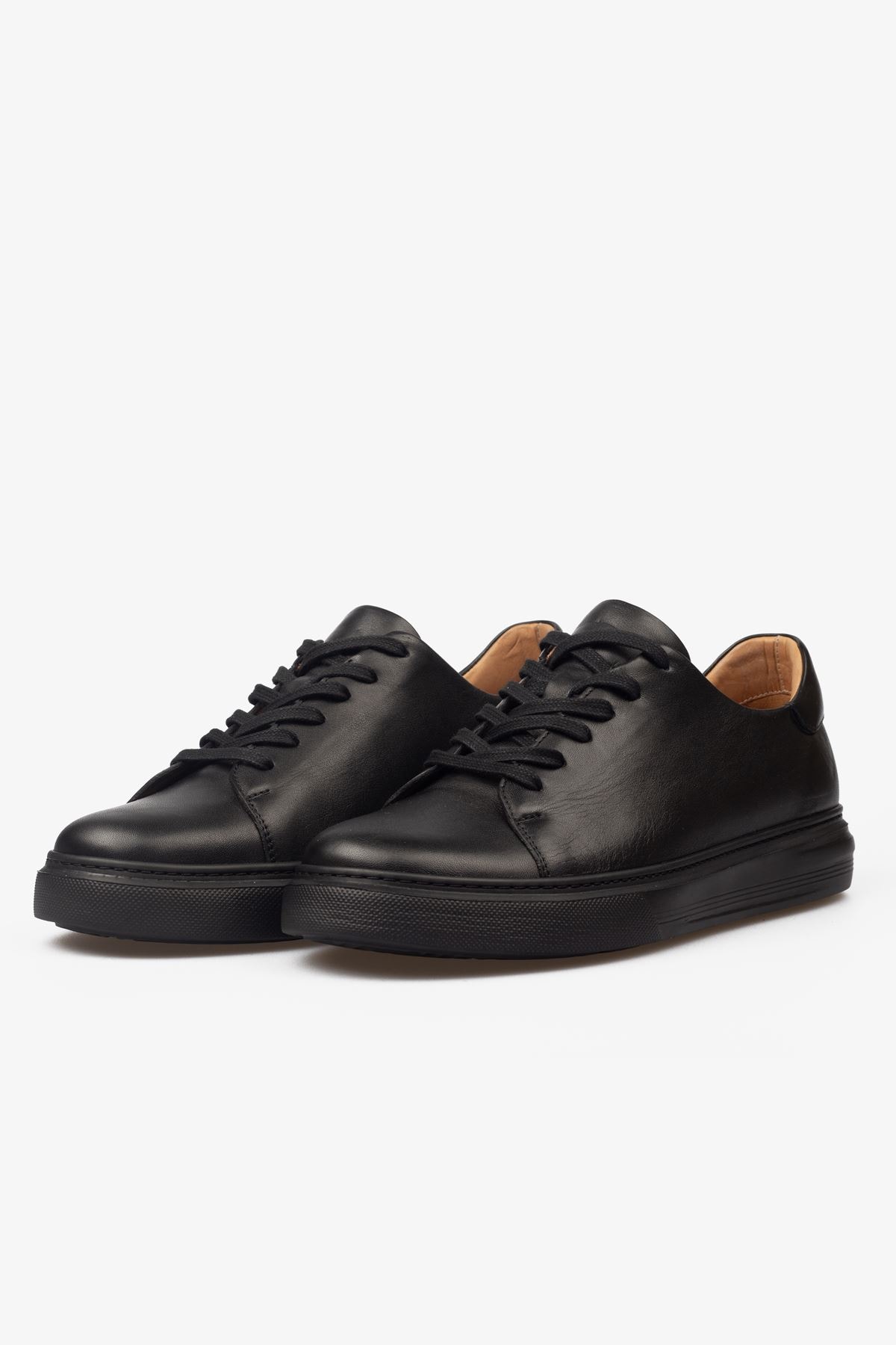 Erkek Sneaker Ayakkabı Hakiki Deri - 2201 Siyah/Siyah 3154