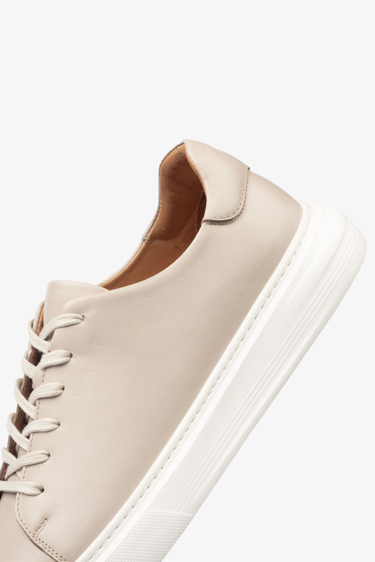 Erkek Sneaker Ayakkabı Hakiki Deri - 2201 Bej/Beyaz 3154