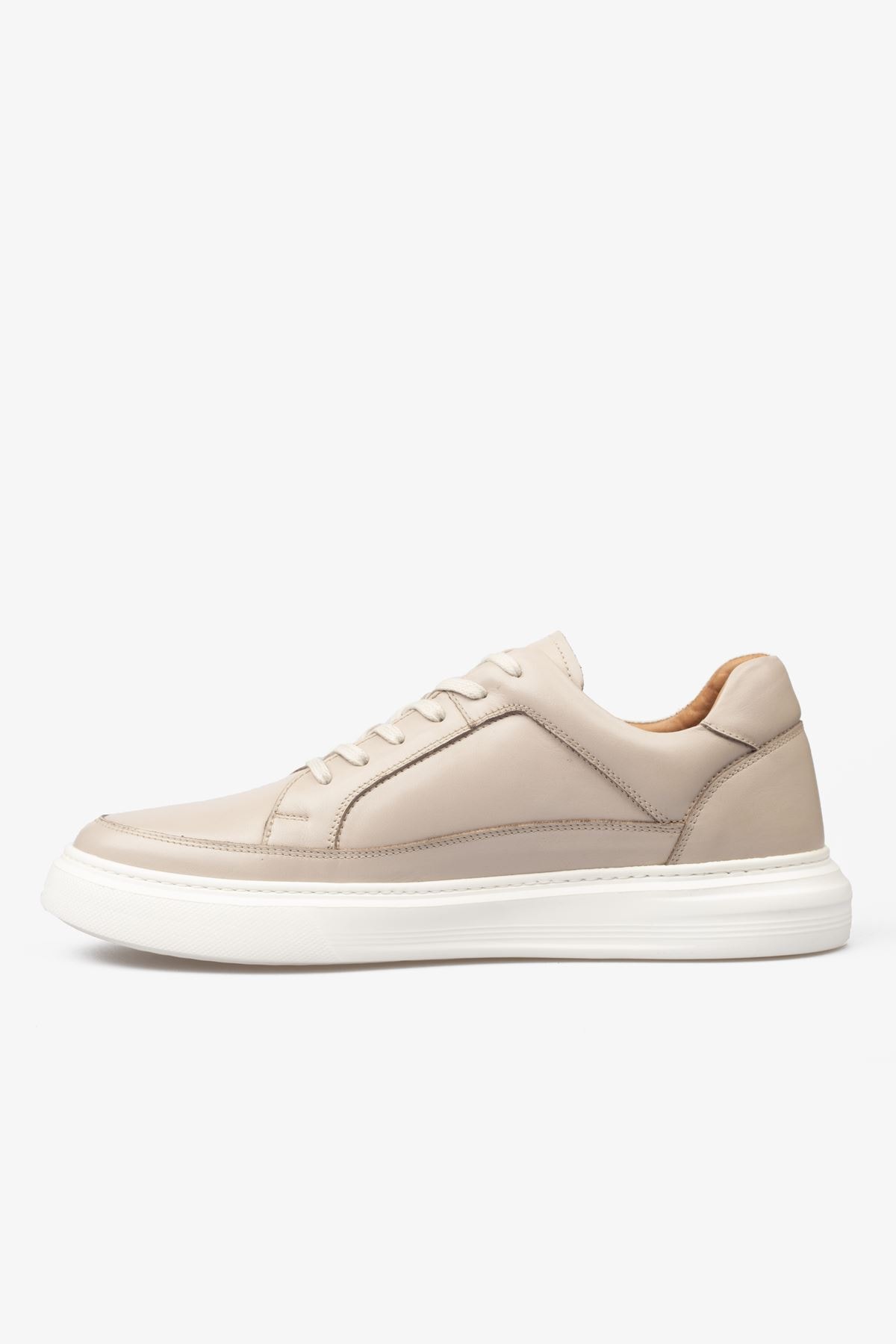 Erkek Sneaker Ayakkabı Hakiki Deri - 2401 Bej/Beyaz 3154
