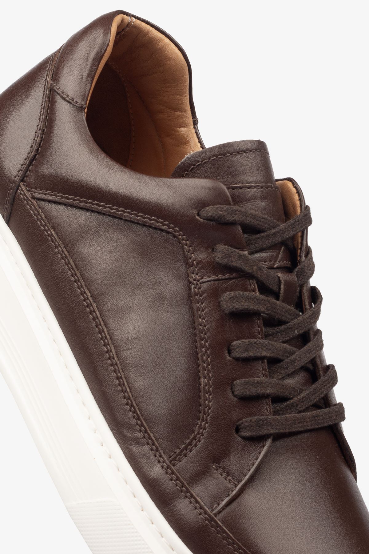 Erkek Sneaker Ayakkabı Hakiki Deri - 2401 Kahve/Beyaz 3154