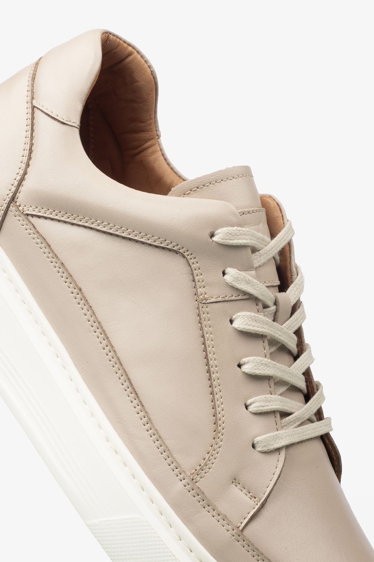 Erkek Sneaker Ayakkabı Hakiki Deri - 2401 Bej/Beyaz 3154