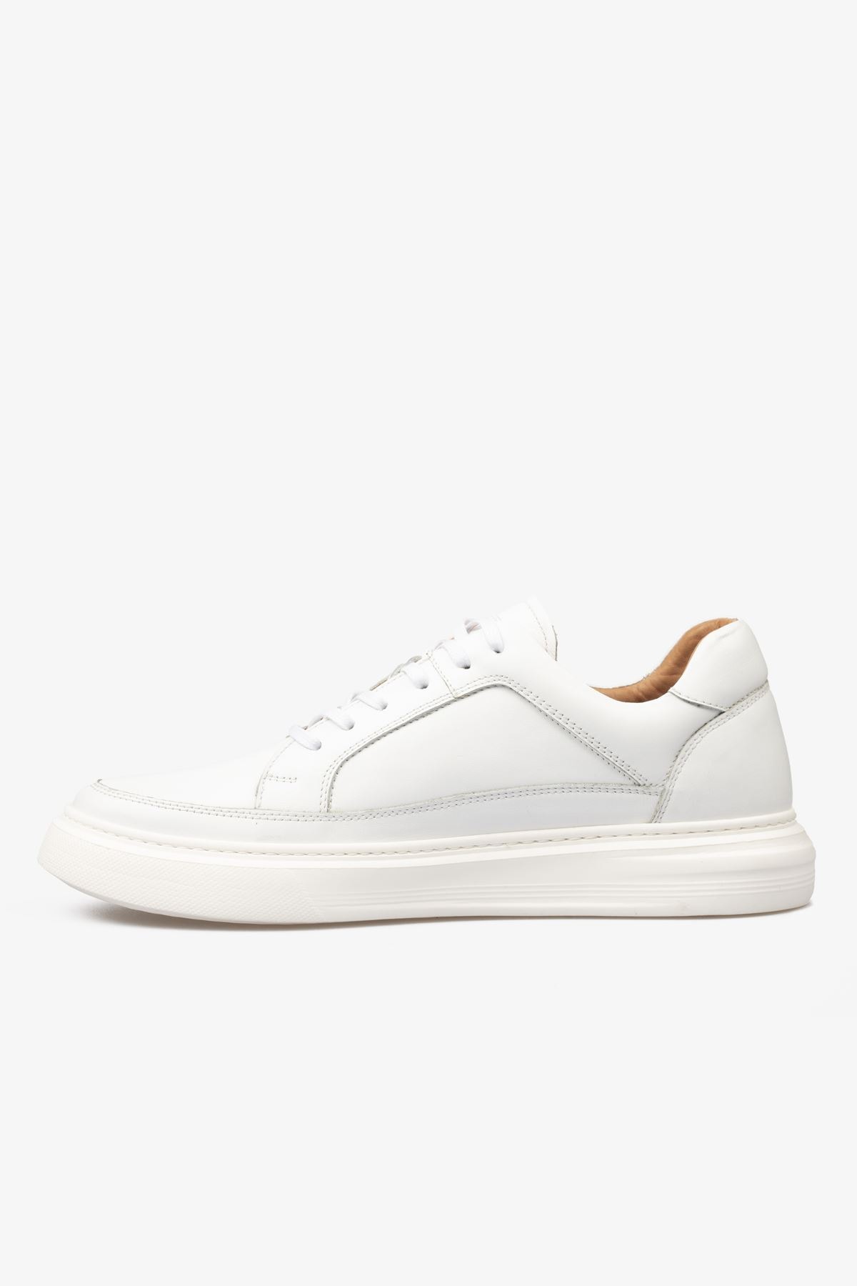 Erkek Sneaker Ayakkabı Hakiki Deri - 2401 Beyaz/Beyaz 3154