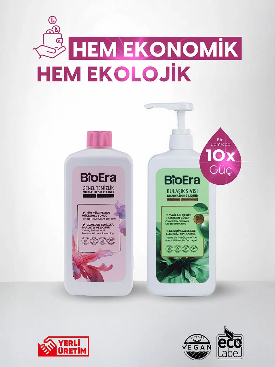 Ekonomik Paket BioEra Yüzey Temizleyici + Bulaşık Sıvısı