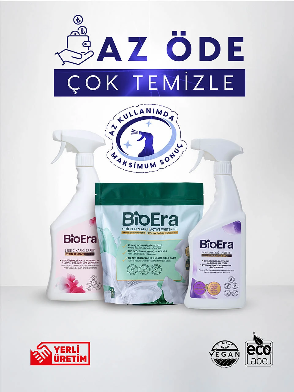 Ekonomik Paket BioEra Leke Çıkarıcı + Çamaşır Sodası + Yağ Sökücü