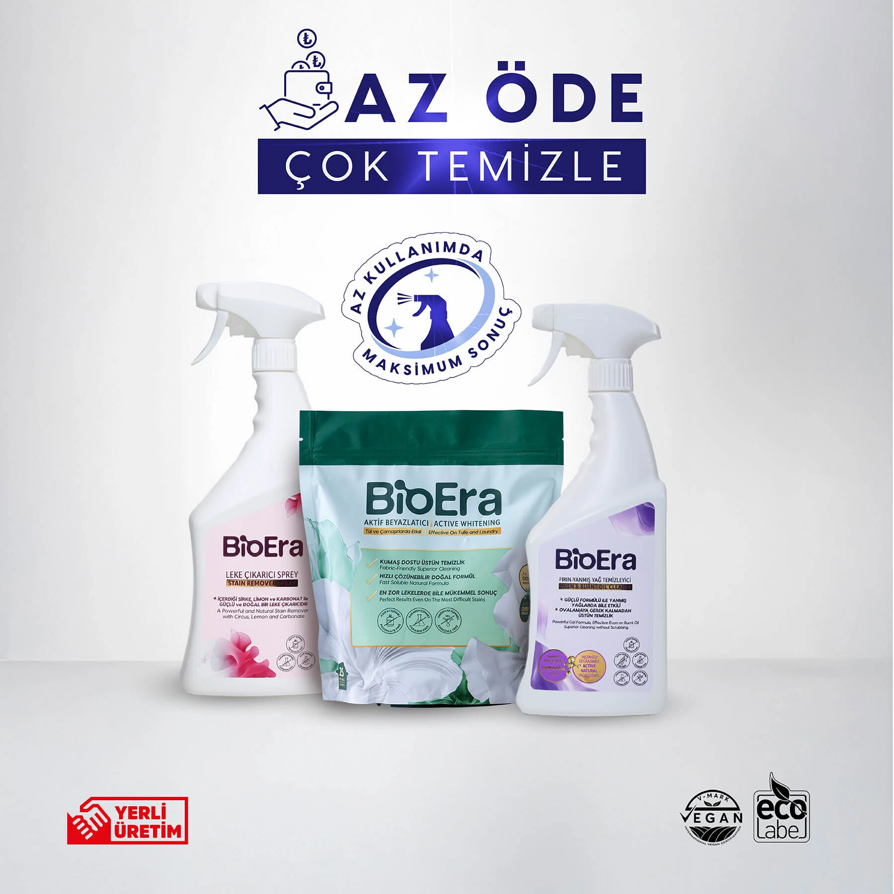 Ekonomik Paket BioEra Leke Çıkarıcı + Çamaşır Sodası + Yağ Sökücü