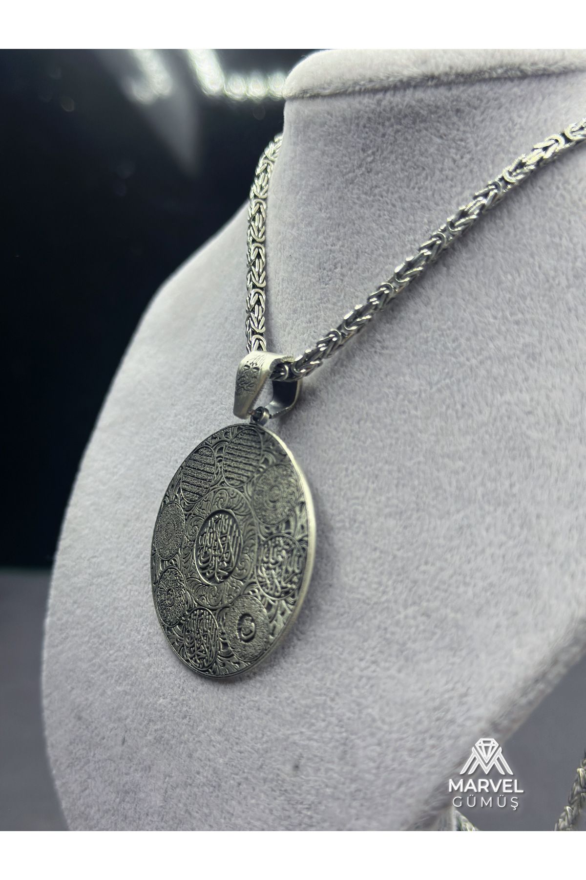 925 Ayar Gümüş Kelime-İ Şehadet Madalyon Kolye