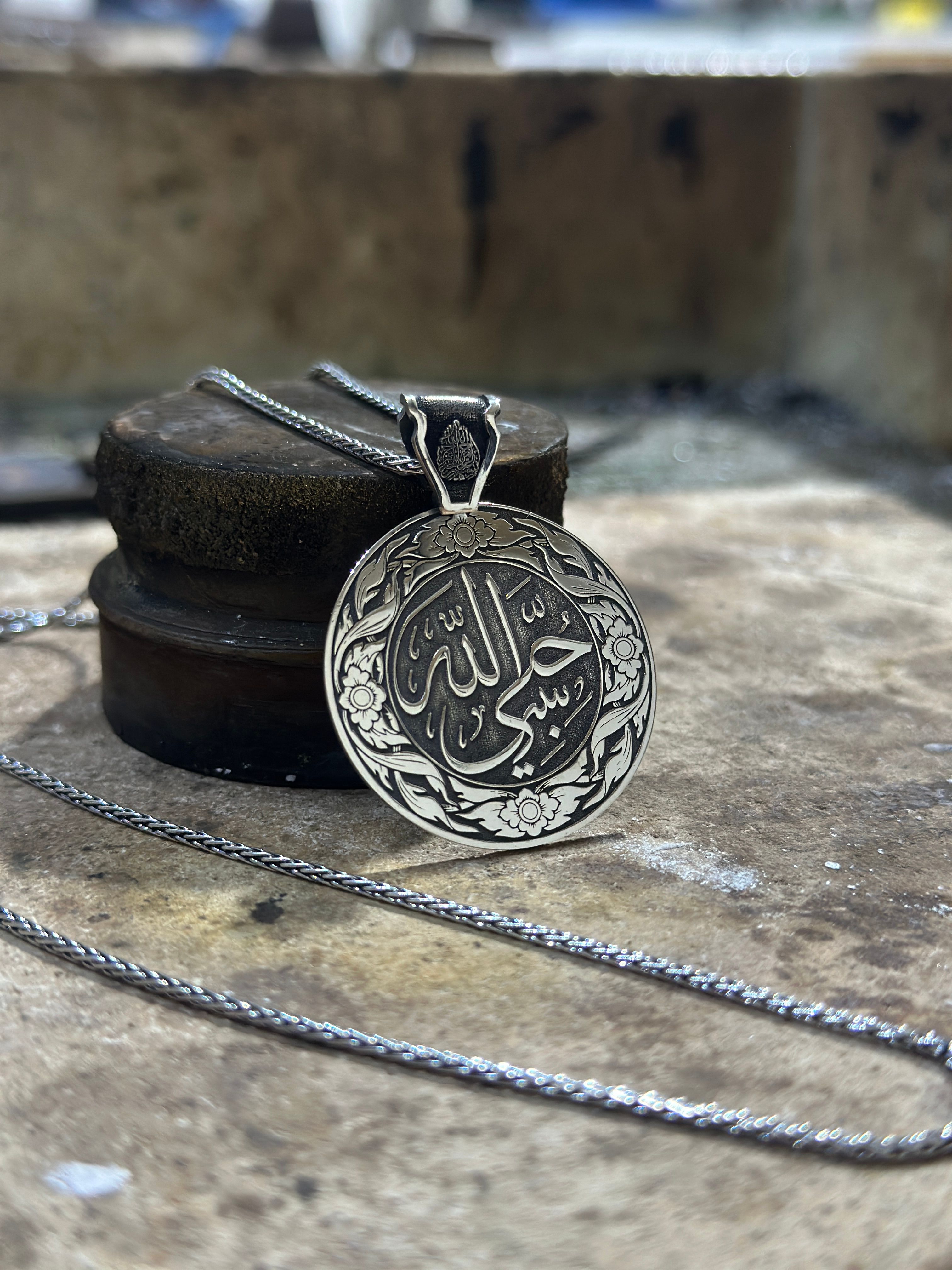 925 Ayar Hasbiyallah - Değerli Kıl Gümüş Kolye 