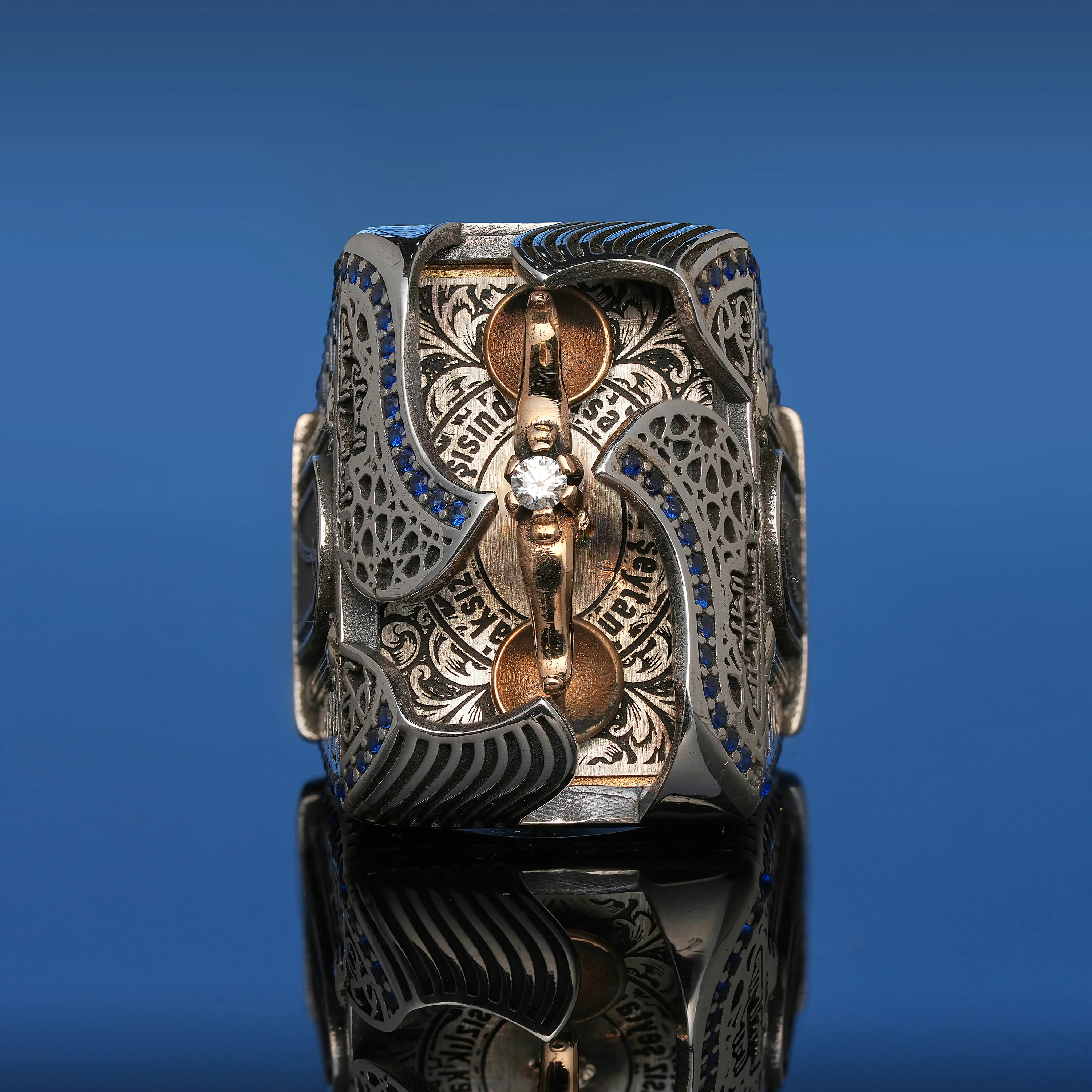 925 Ayar Özel Tasarım Gümüş Adalet Yüzük