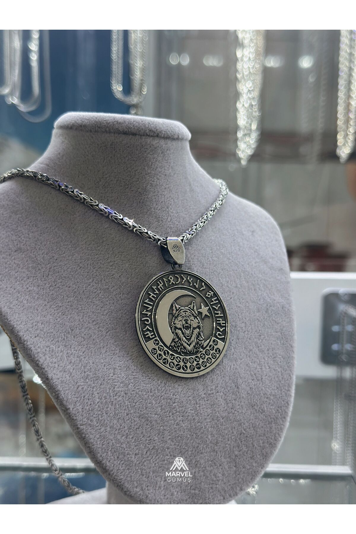 Gümüş Özel Tasarım Selahaddin Eyyubi Madalyon Kolye