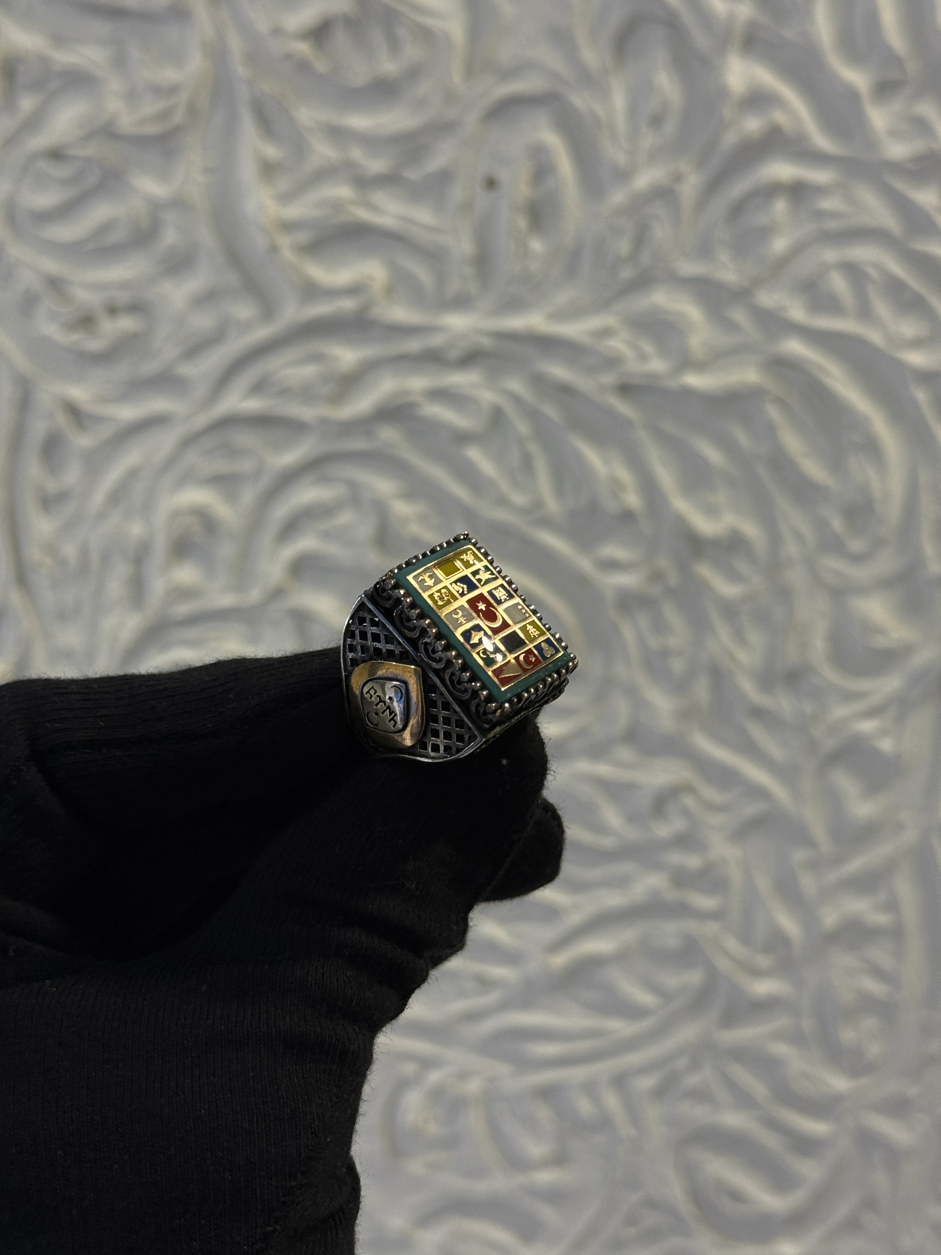 925 Ayar 16 Türk Devleti İşlemeli Gümüş Yüzük