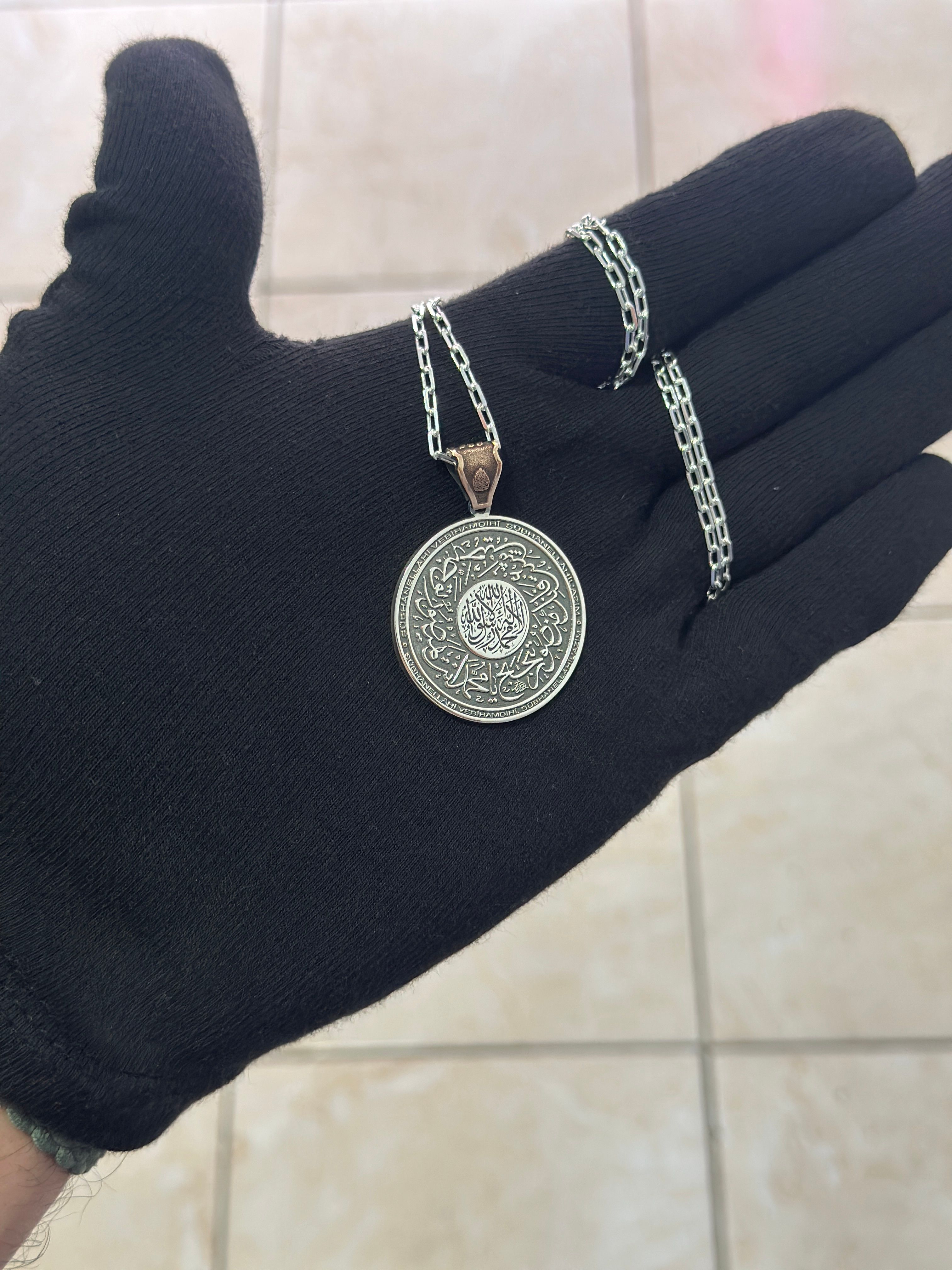 925 Ayar Salavat-I Şerif Gümüş Madalyon Kolye