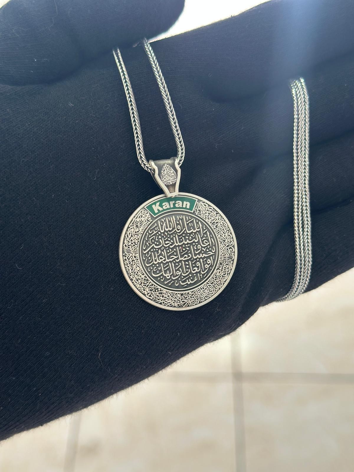 925 Ayar Aile Koruma Madalyon Gümüş Kolye