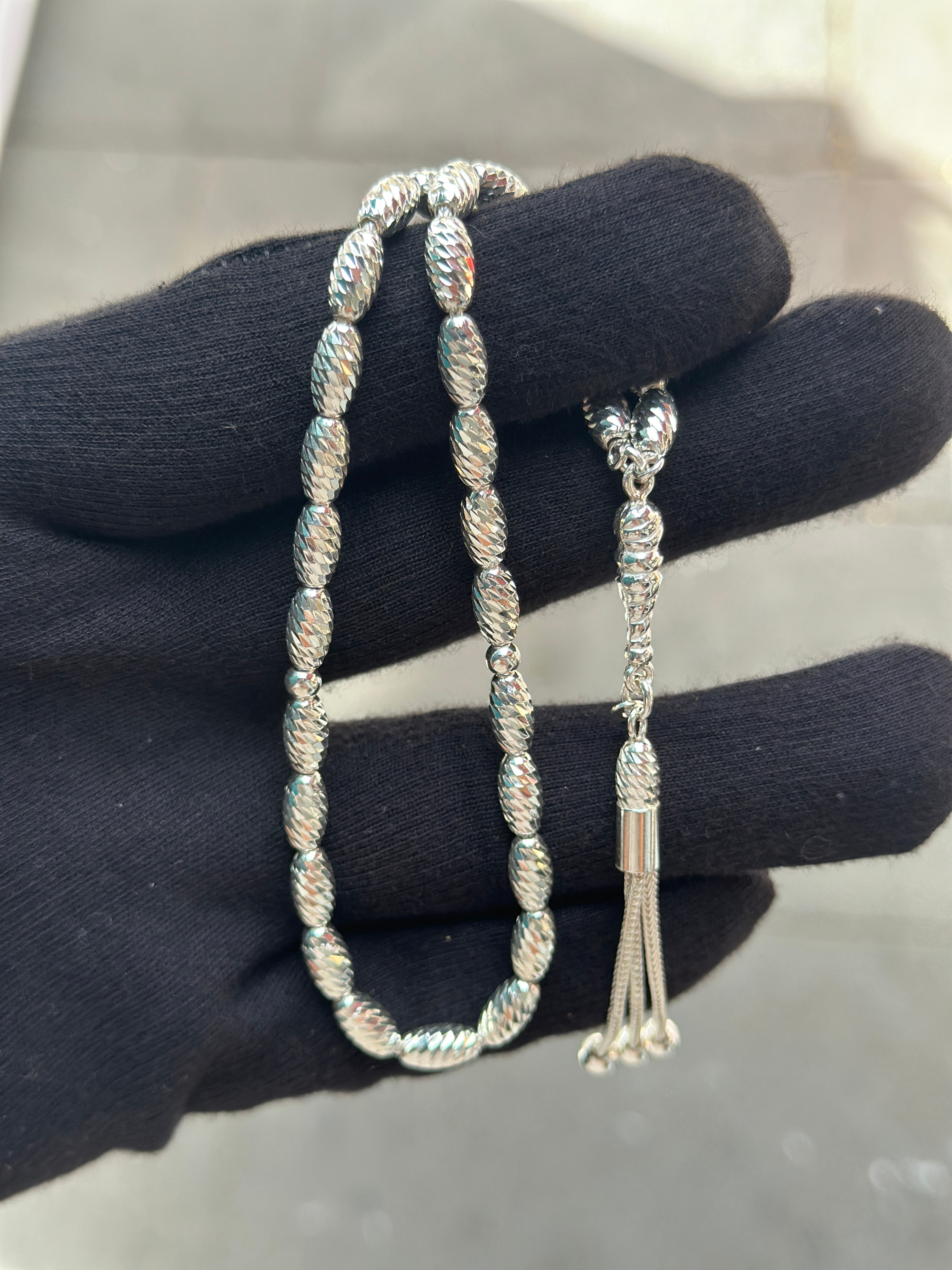 925 Ayar El Yapımı Kalemli Gümüş Tesbih