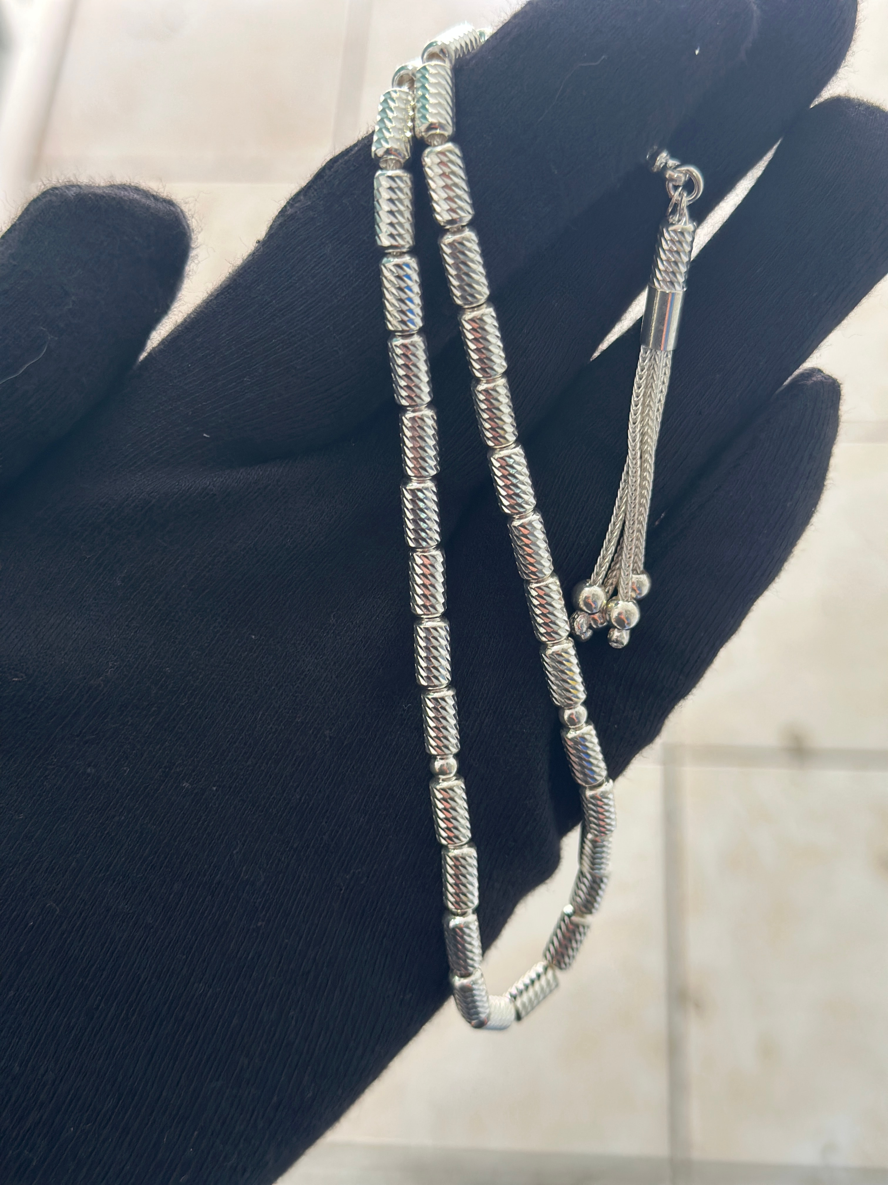 925 Ayar El Yapımı Kalemli Gümüş Tesbih