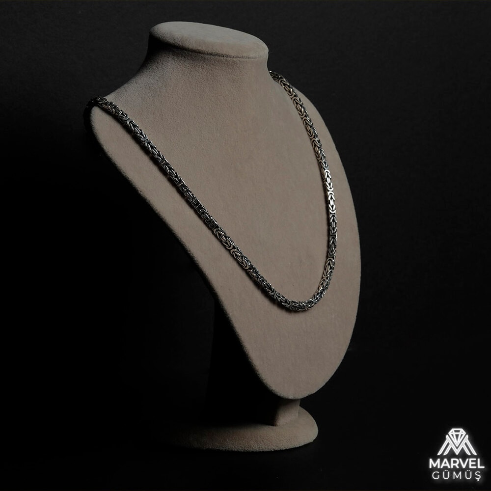 ⛓️ 925 Ayar Gümüş 4mm Kare Kral Zincir ⛓️