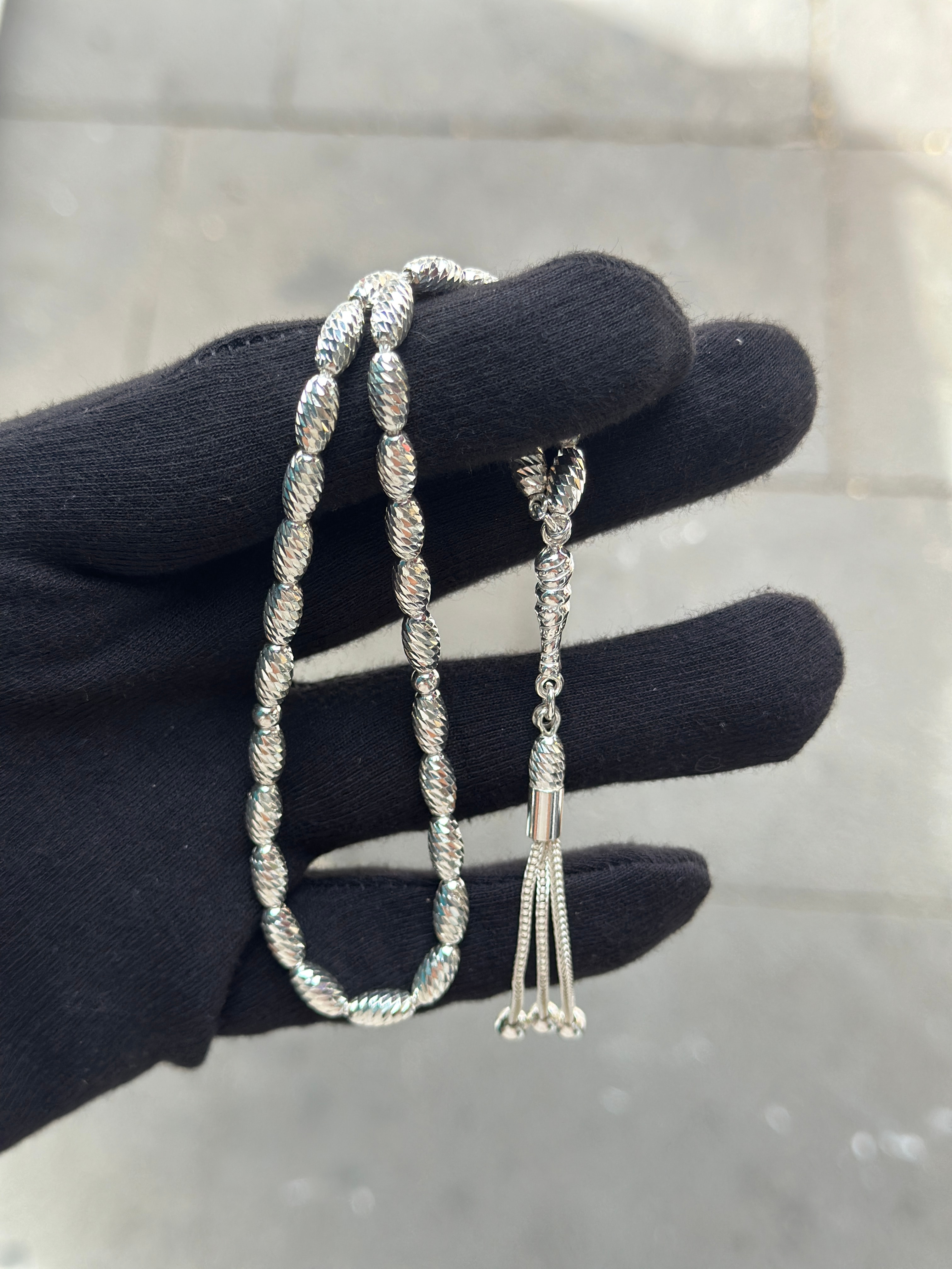 925 Ayar El Yapımı Kalemli Gümüş Tesbih