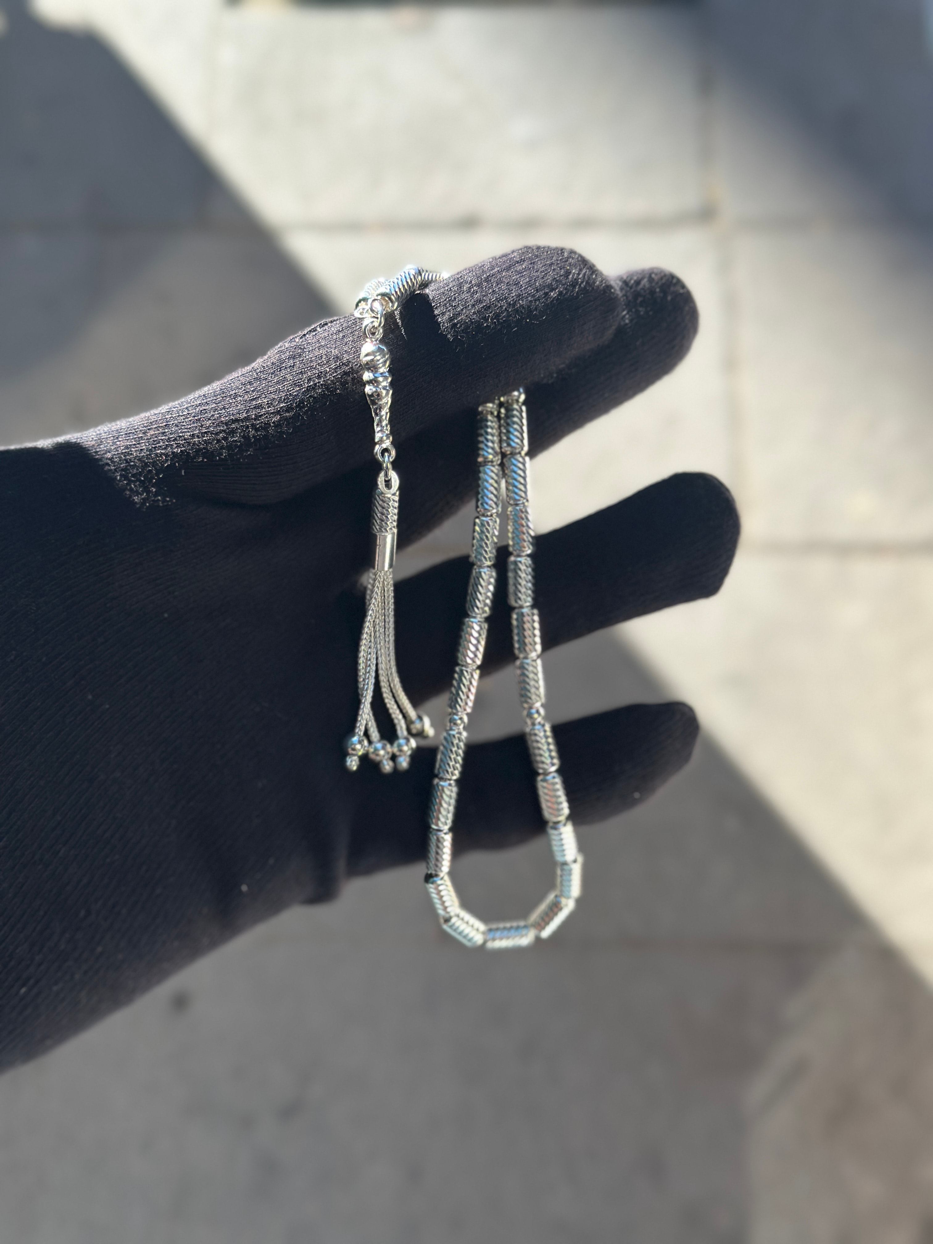 925 Ayar El Yapımı Kalemli Gümüş Tesbih