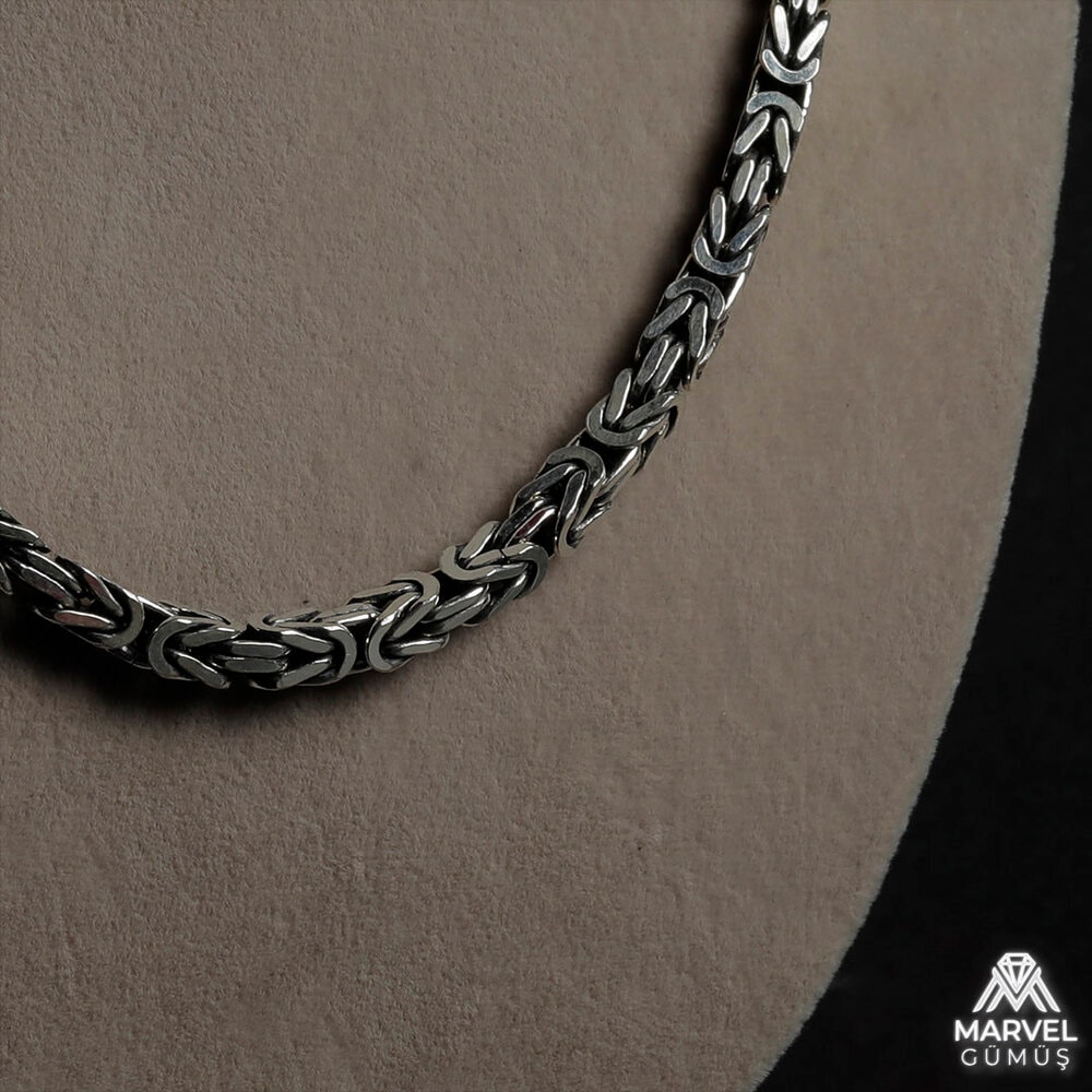 ⛓️ 925 Ayar Gümüş 6mm Kare Kral Zincir ⛓️