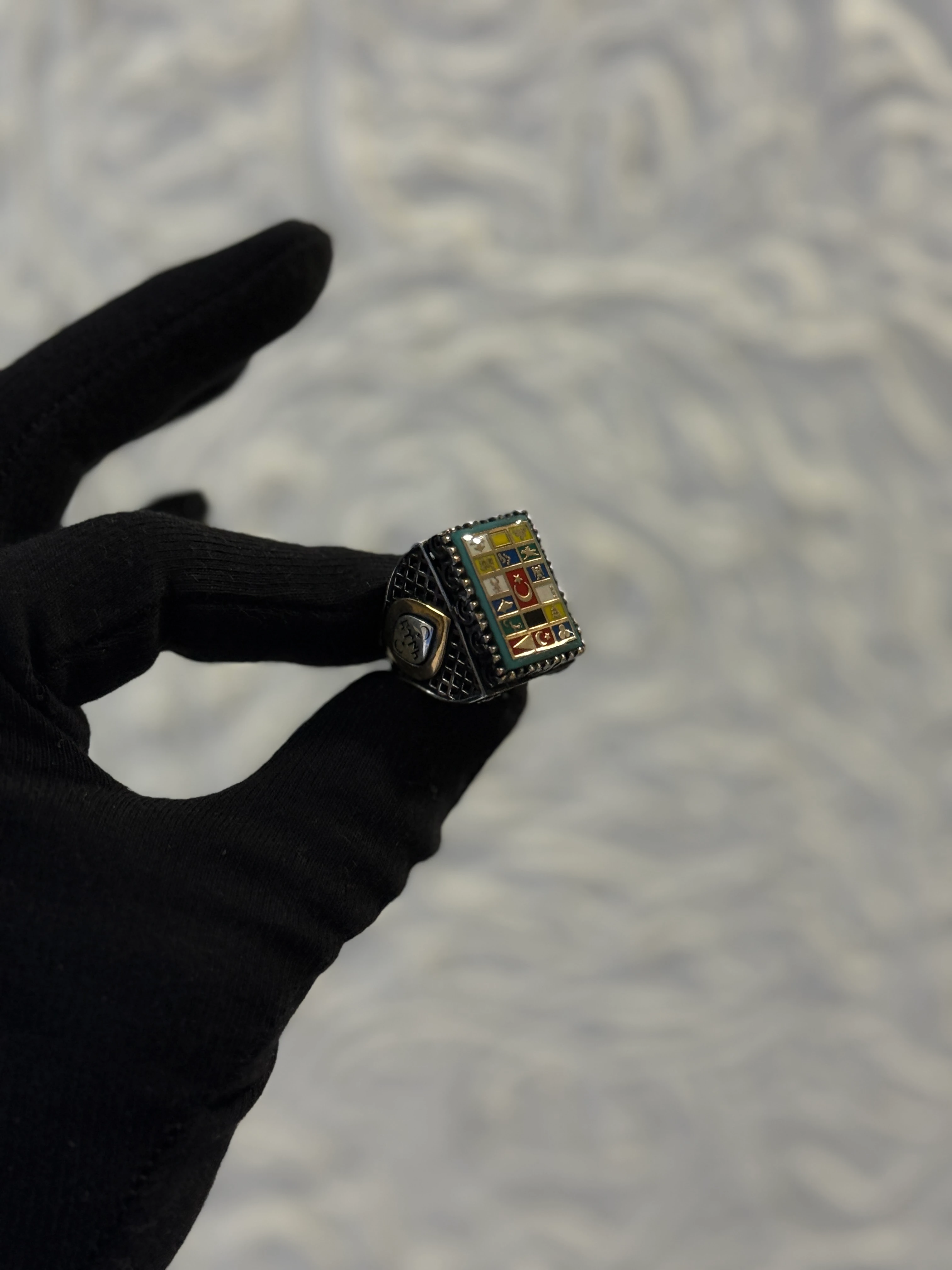 925 Ayar 16 Türk Devleti İşlemeli Gümüş Yüzük