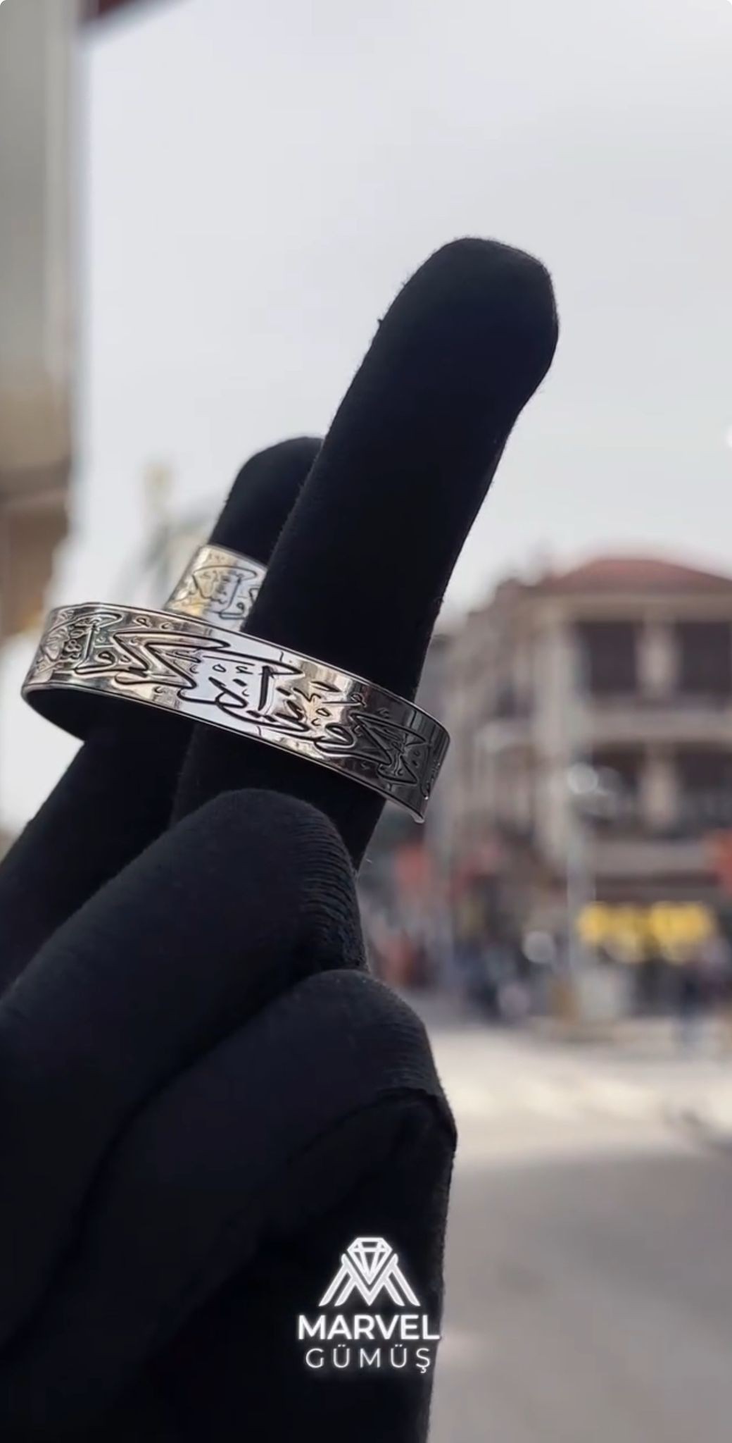 925 Ayar Gümüş Bakara Kelepçe Alyans
