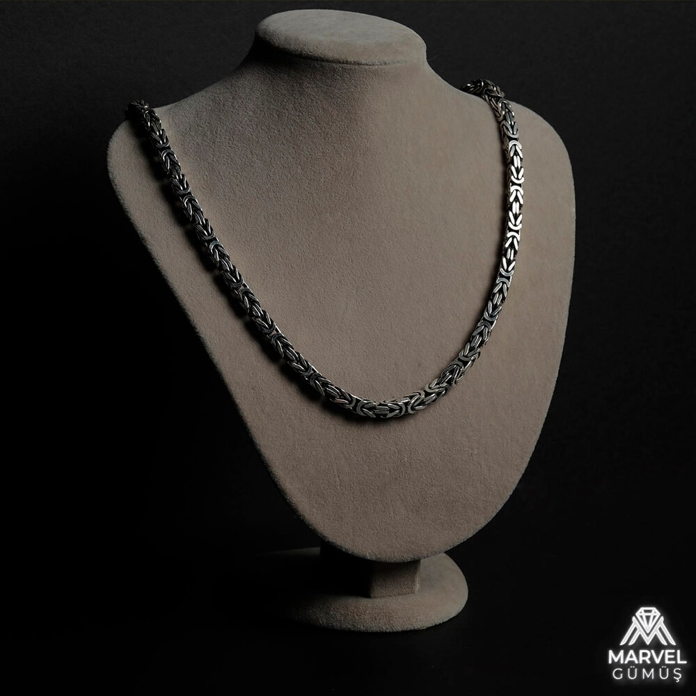 ⛓️ 925 Ayar Gümüş 6mm Kare Kral Zincir ⛓️