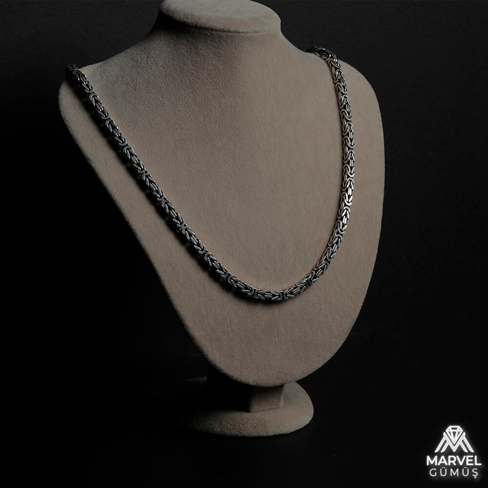 ⛓️ 925 Ayar Gümüş 5mm Kare Kral Zincir ⛓️