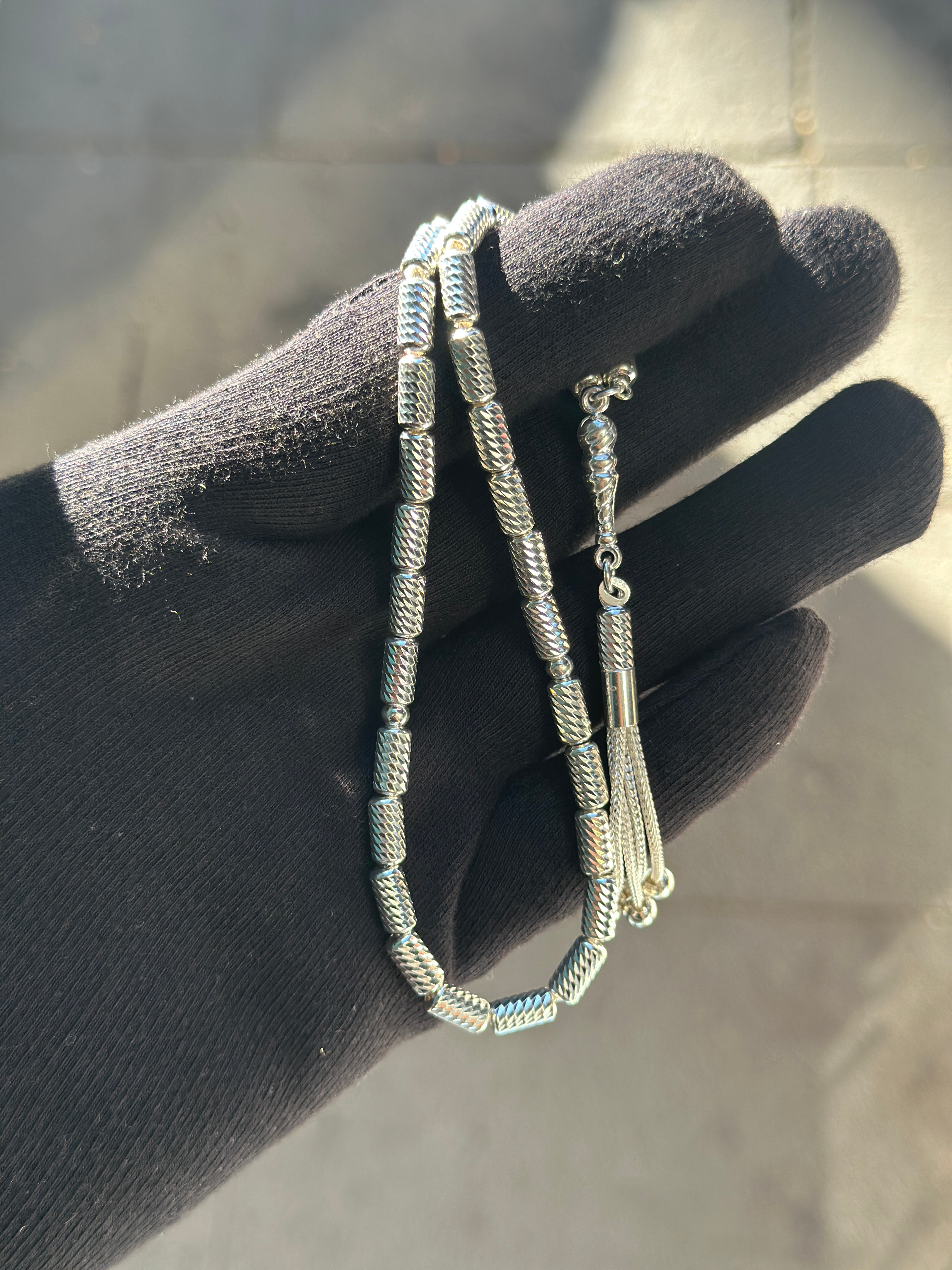 925 Ayar El Yapımı Kalemli Gümüş Tesbih