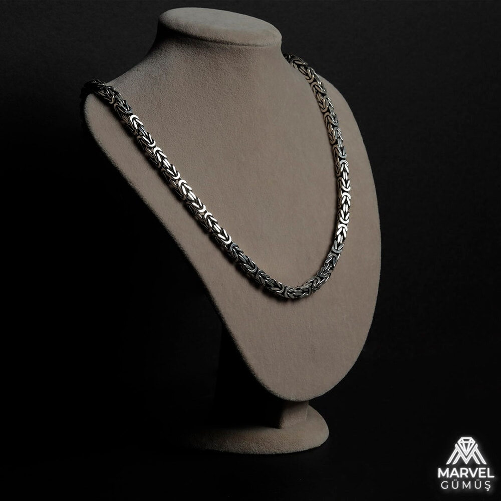 ⛓️ 925 Ayar Gümüş 6mm Kare Kral Zincir ⛓️